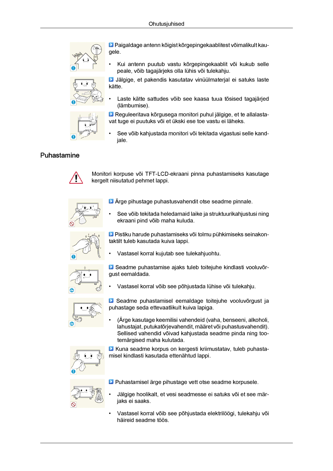 Samsung LH40HBPLBC/EN, LH46HBPLBC/EN manual Puhastamine 