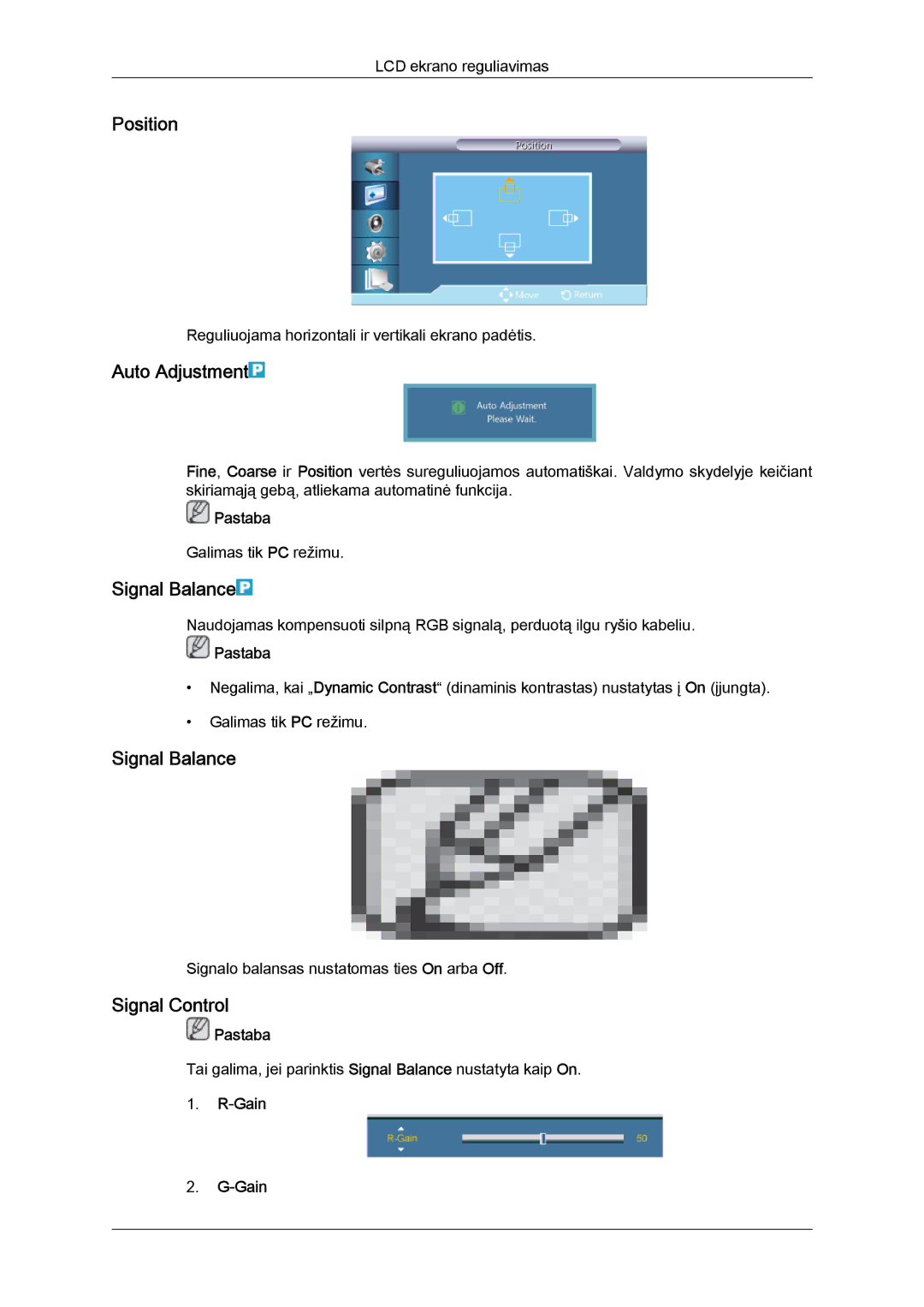 Samsung LH46HBPLBC/EN, LH40HBPLBC/EN manual Auto Adjustment, Signal Balance, Signal Control, Gain 
