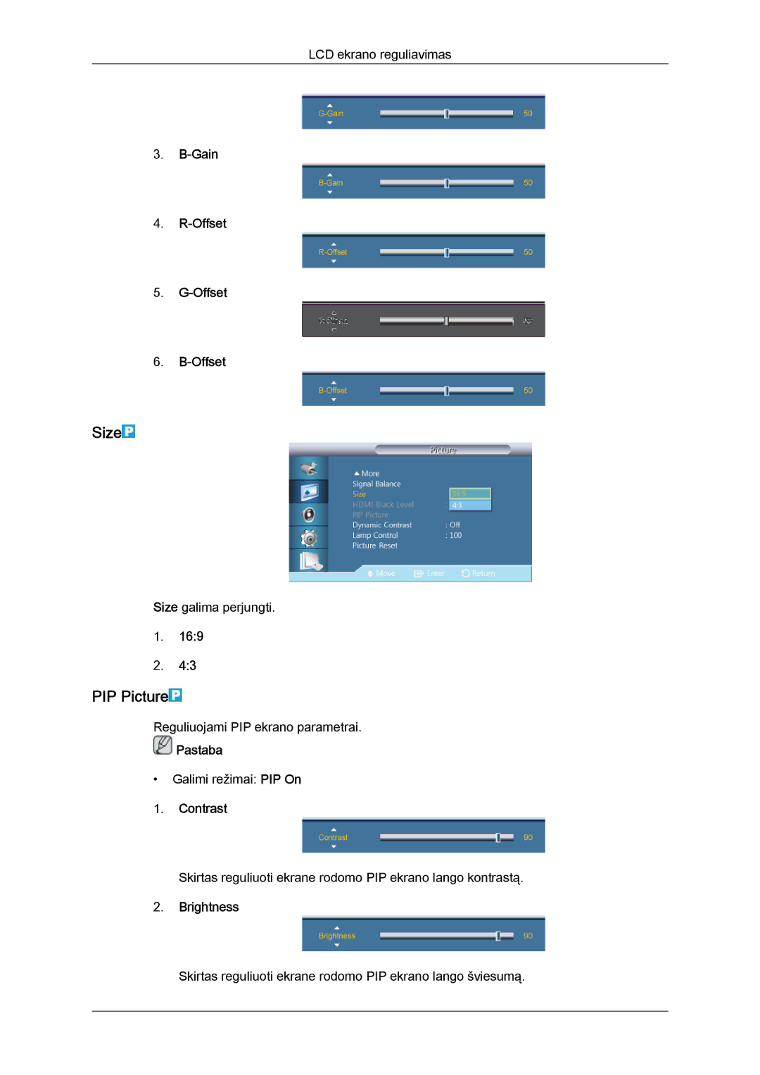 Samsung LH40HBPLBC/EN, LH46HBPLBC/EN manual PIP Picture, Gain Offset 