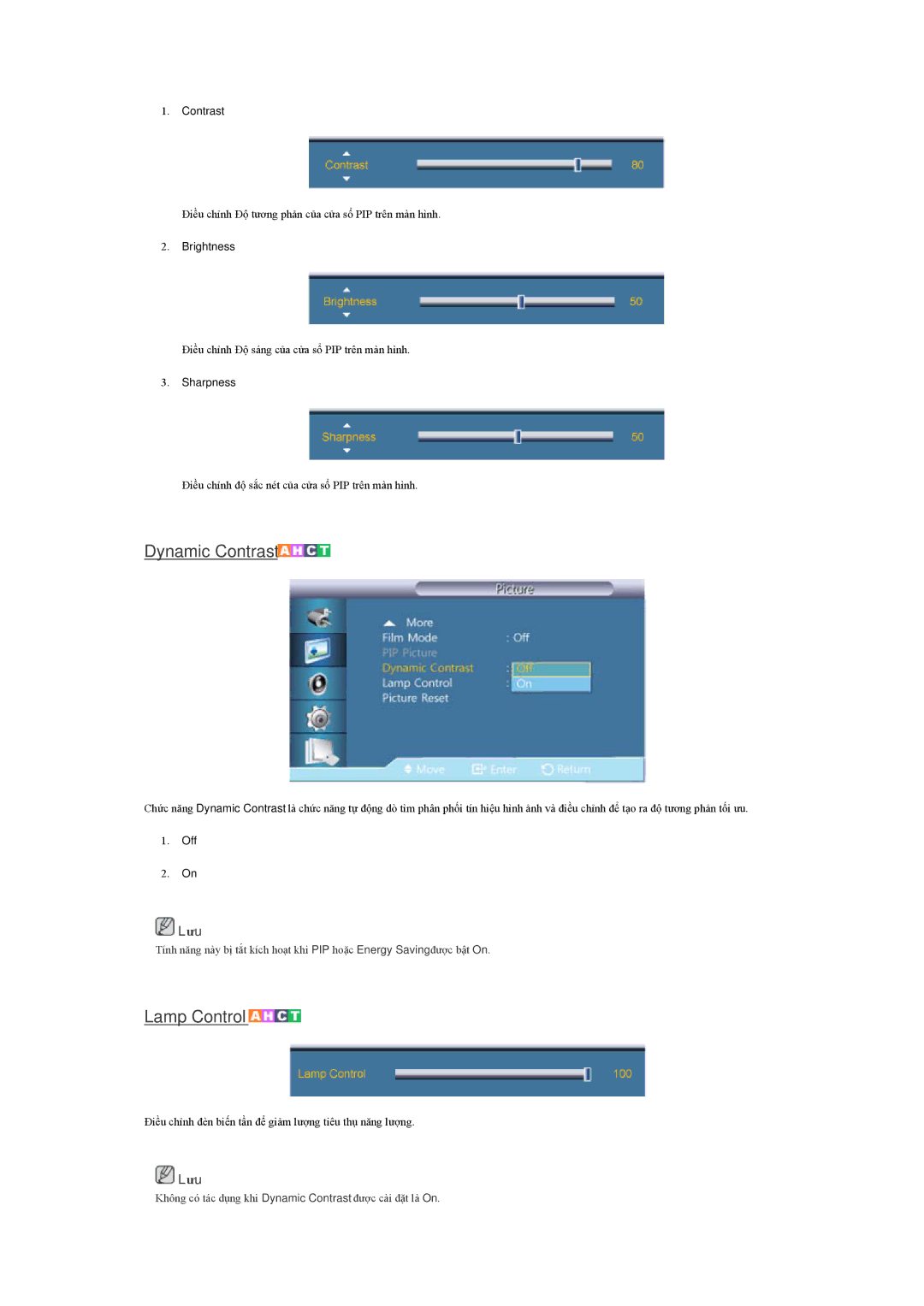 Samsung LH40HBPLBC/XY, LH46HBPLBC/XY, LH46HBPLBC/ZA manual Dynamic Contrast 