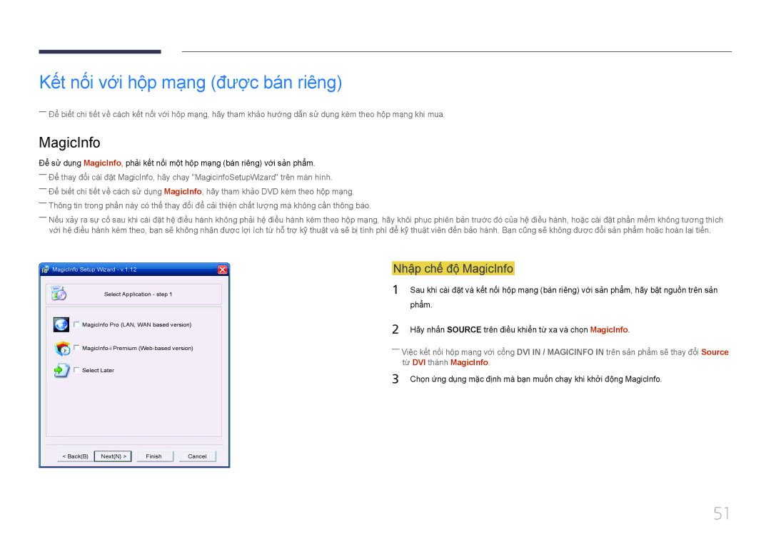 Samsung LH40MDCPLGC/XY, LH46MDCPLGC/XY manual Kết nối vơi hộp mạng được bán riêng, Nhập chế độ MagicInfo, Phẩm 