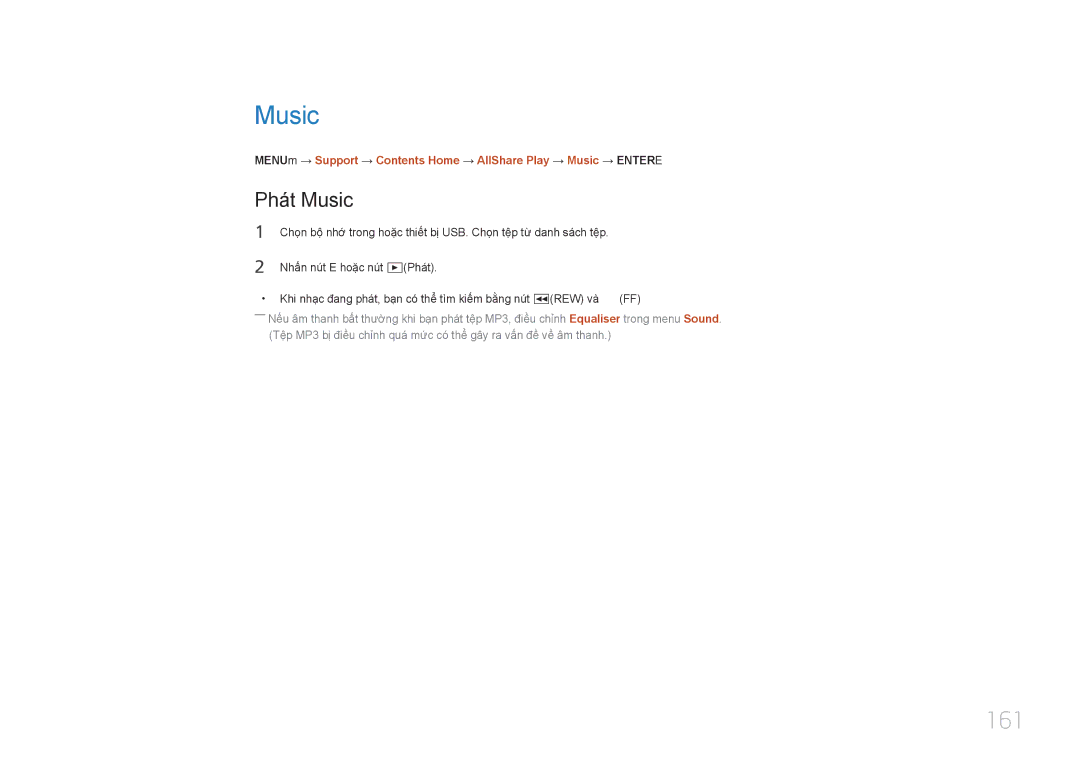 Samsung LH55MECPLGC/XY, LH46MECPLGC/EN, LH32MECPLGC/XY, LH40MECPLGC/XY manual 161, Phát Music 