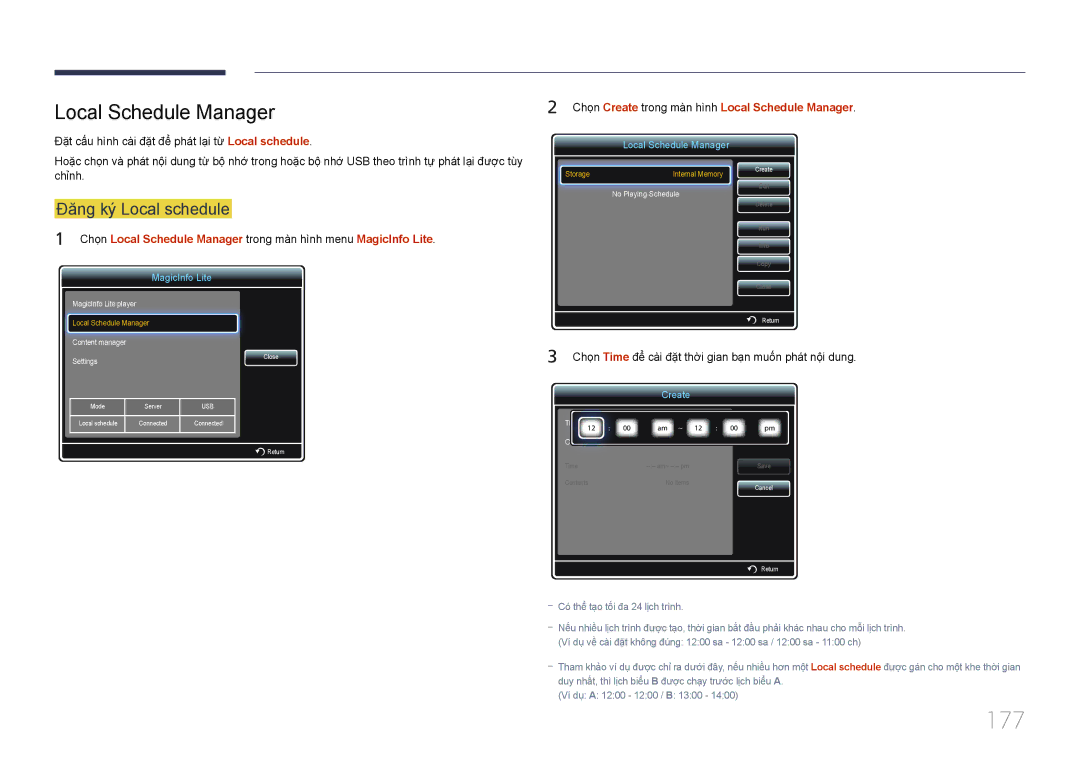 Samsung LH55MECPLGC/XY, LH46MECPLGC/EN, LH32MECPLGC/XY, LH40MECPLGC/XY 177, Local Schedule Manager, Đăng ký Local schedule 