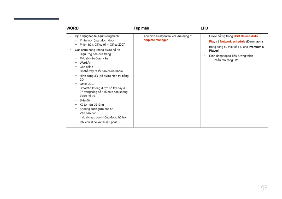 Samsung LH55MECPLGC/XY, LH46MECPLGC/EN, LH32MECPLGC/XY manual 193, Têp mẫu, Play và Network schedule Được tạo ra 