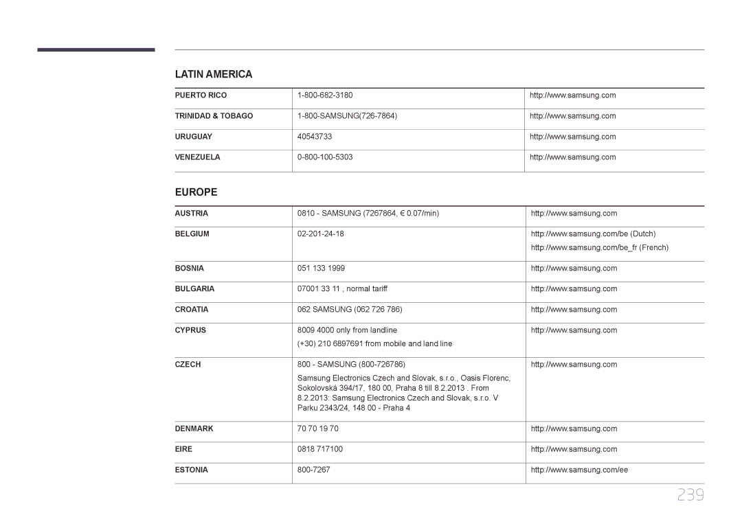 Samsung LH40MECPLGC/XY, LH46MECPLGC/EN, LH55MECPLGC/XY, LH32MECPLGC/XY manual 239 