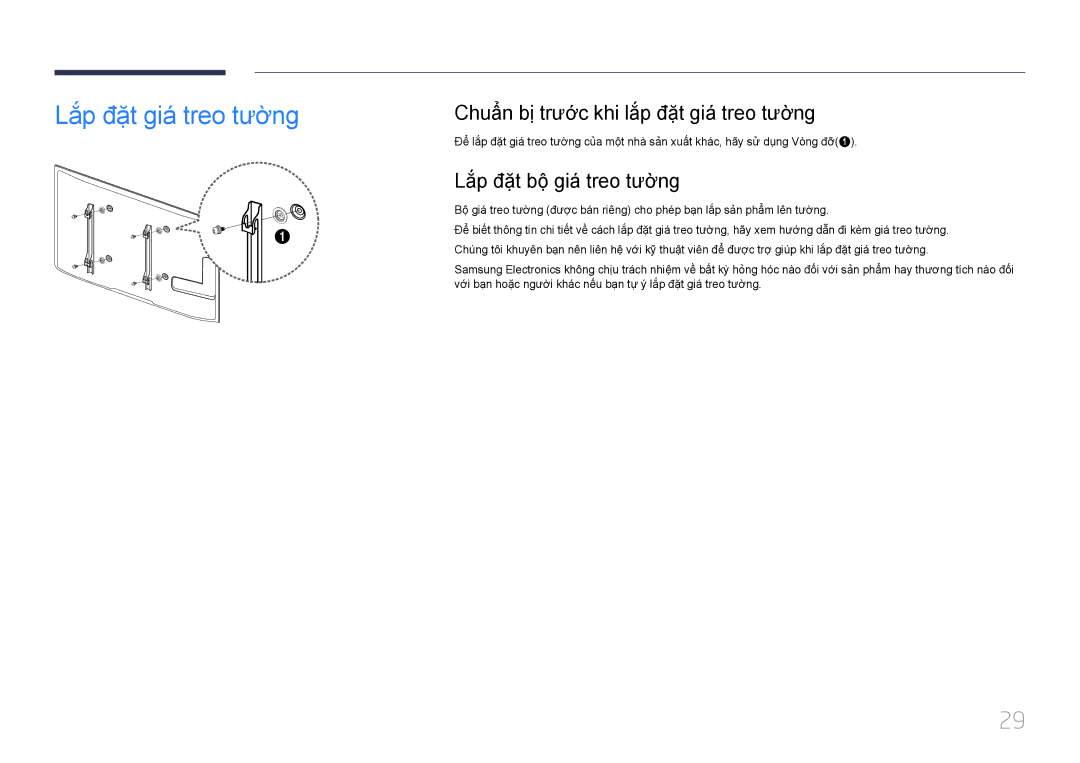 Samsung LH55MECPLGC/XY, LH46MECPLGC/EN manual Lắp đặt giá treo tường, Chuẩn bị trươc khi lắp đặt giá treo tường 