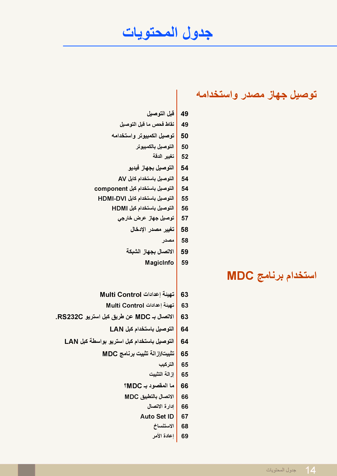 Samsung LH46MEPLGC/NG, LH46MEPLGC/EN, LH40MEPLGC/EN, LH46UEAPLGC/EN, LH55MEPLGC/EN, LH55UEPLGC/XY همادختساو ردصم زاهج ليصوت 