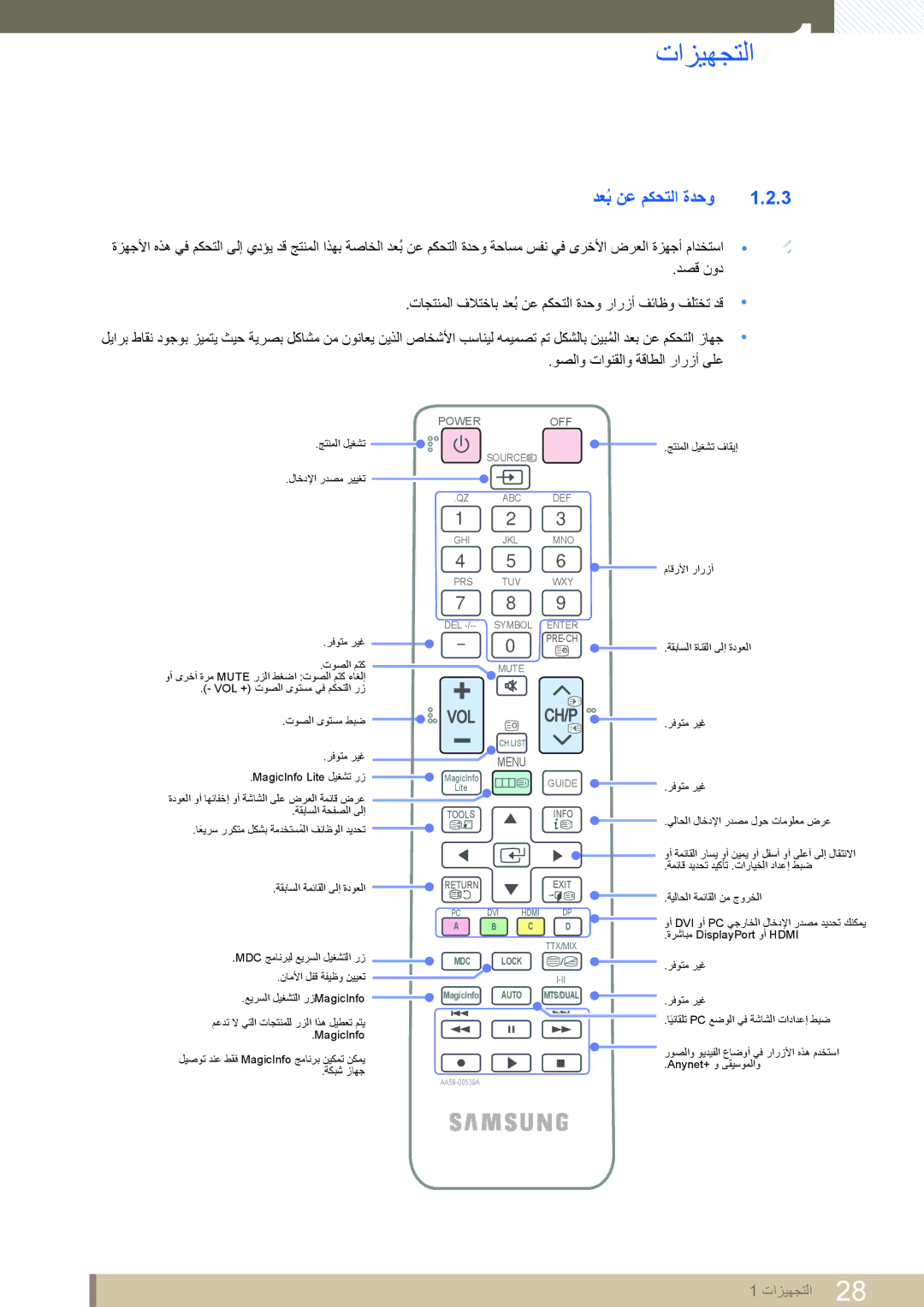 Samsung LH46DEAPLBC/NG, LH46MEPLGC/EN, LH40MEPLGC/EN, LH46UEAPLGC/EN, LH55MEPLGC/EN, LH55UEPLGC/XY دعبُ نع مكحتلا ةدحو, Off 