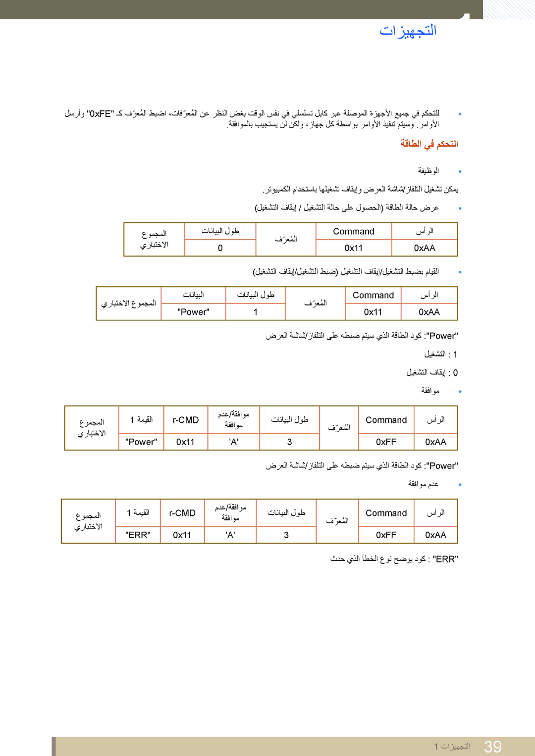 Samsung LH55MEPLGC/NG, LH46MEPLGC/EN, LH40MEPLGC/EN, LH46UEAPLGC/EN, LH55MEPLGC/EN, LH55UEPLGC/XY manual ةقاطلا يف مكحتلا 