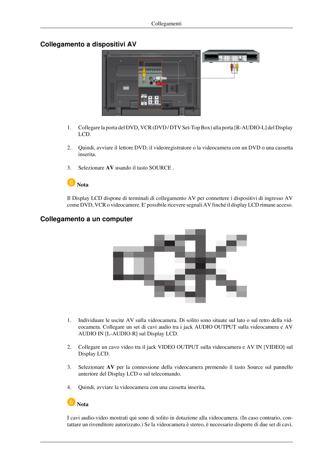 Samsung LH40MGTLGD/EN, LH46MGPLGD/EN, LH40MGPLGD/EN, LH46MGTLGD/EN Collegamento a dispositivi AV, Collegamento a un computer 