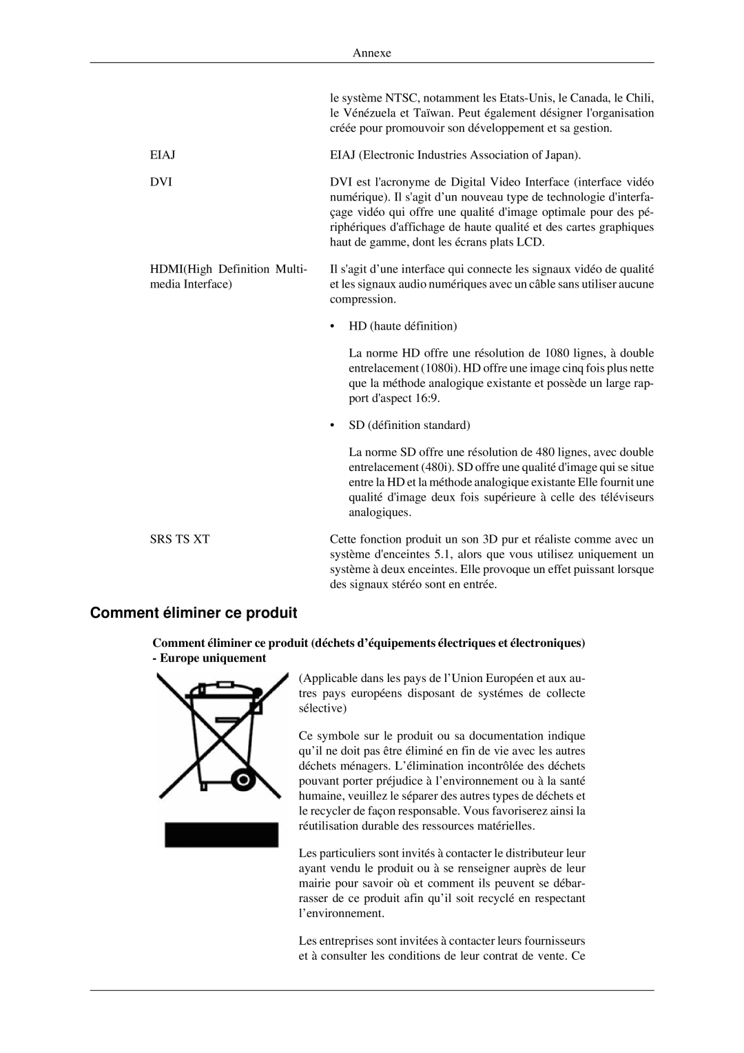 Samsung LH46MGPLGD/EN, LH40MGPLGD/EN manual Comment éliminer ce produit, Dvi 