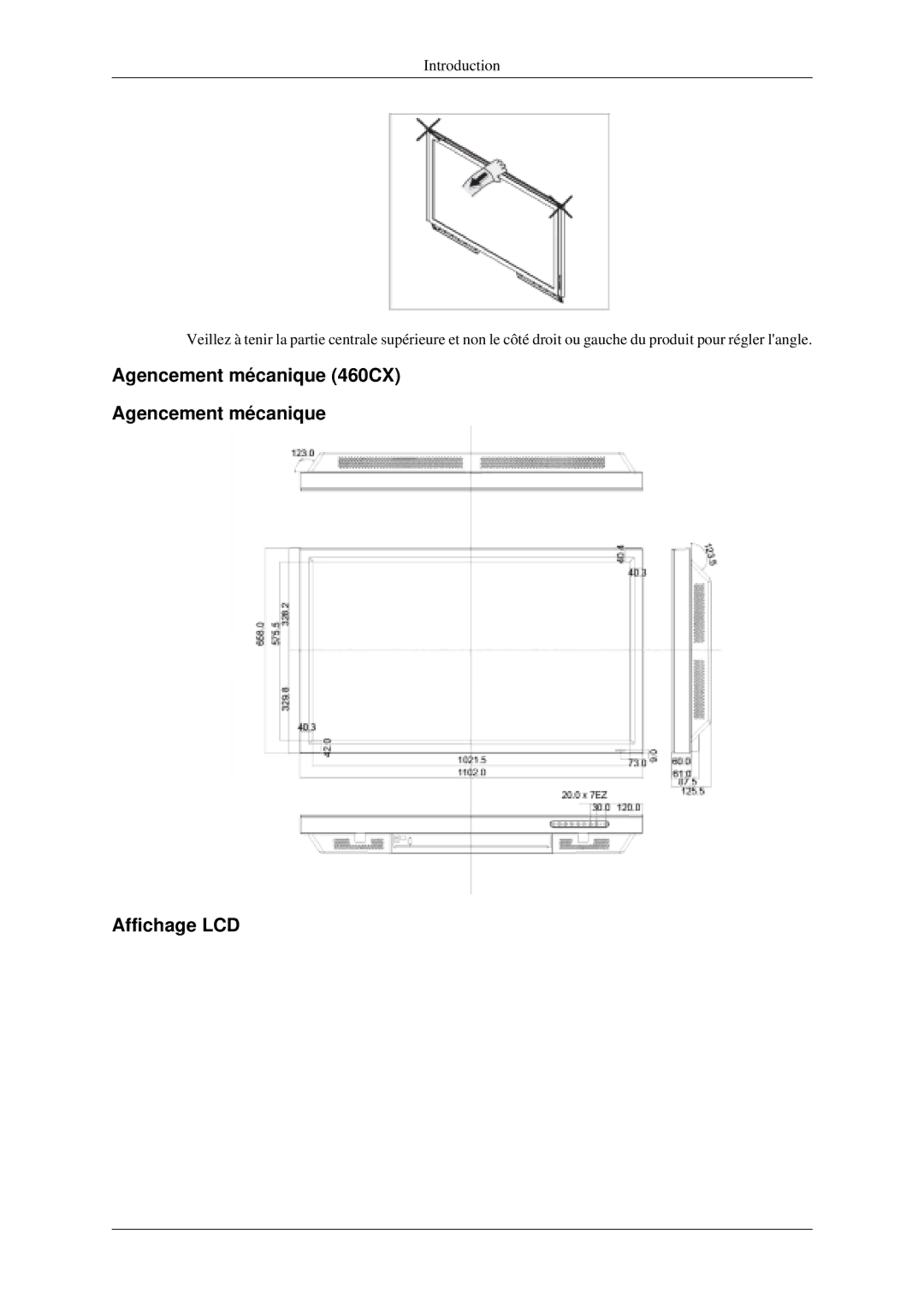 Samsung LH40MGPLGD/EN, LH46MGPLGD/EN manual Agencement mécanique 460CX Affichage LCD 