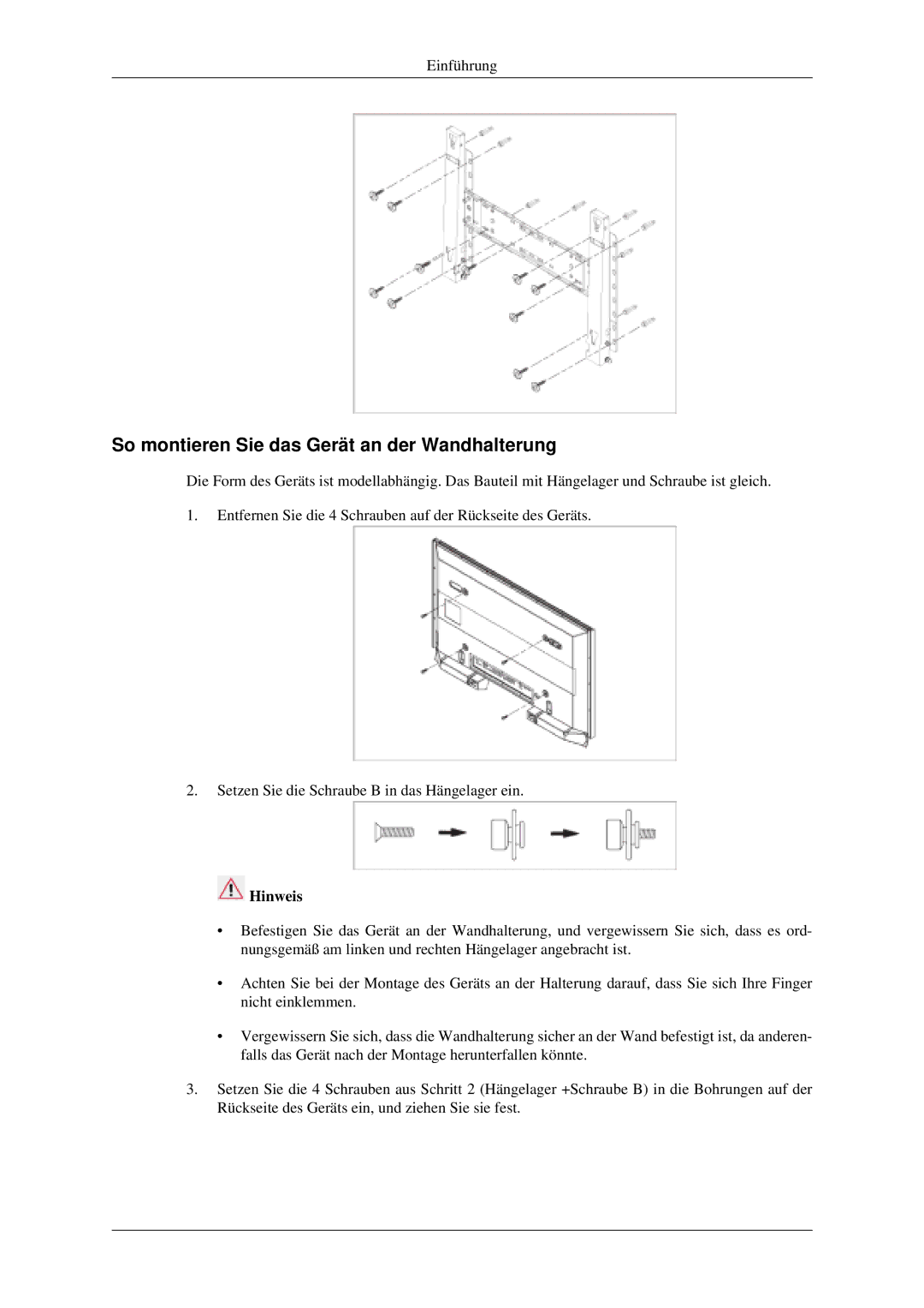 Samsung LH40MGPLGD/EN, LH46MGPLGD/EN manual So montieren Sie das Gerät an der Wandhalterung 