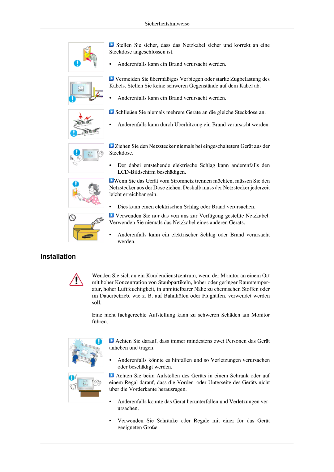 Samsung LH40MGPLGD/EN, LH46MGPLGD/EN manual Installation 