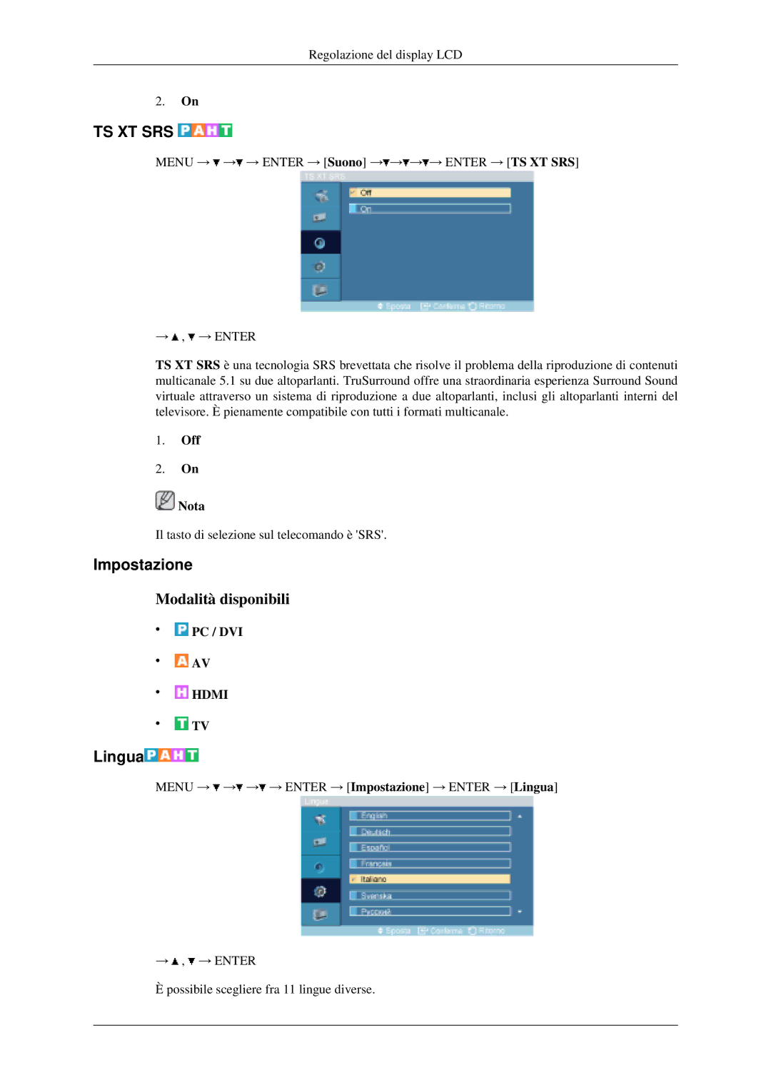 Samsung LH46MGPLGD/EN, LH40MGPLGD/EN manual Impostazione, Lingua, Off Nota 