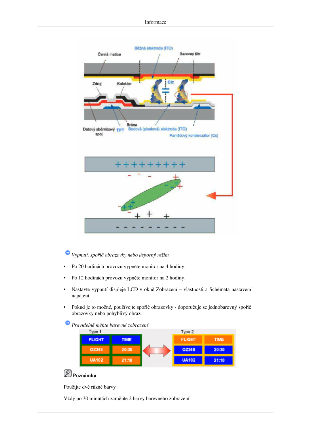 Samsung LH46MGPLGD/EN, LH40MGPLGD/EN manual Pravidelně měňte barevné zobrazení 