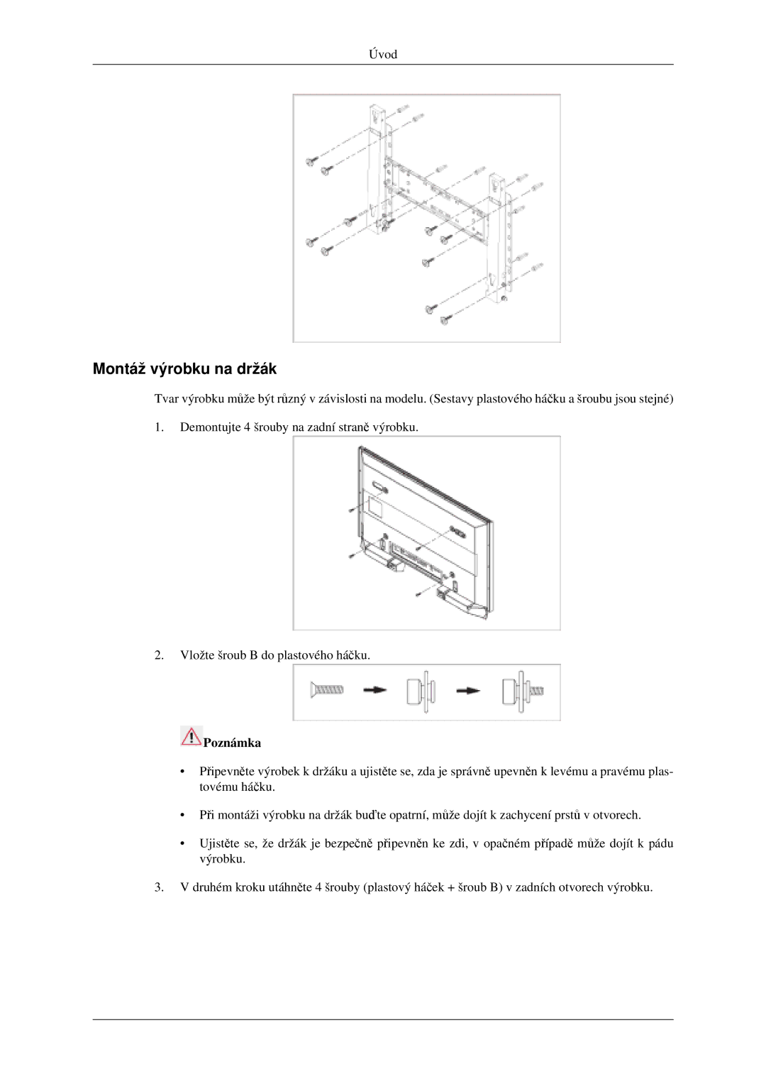 Samsung LH40MGPLGD/EN, LH46MGPLGD/EN manual Montáž výrobku na držák 