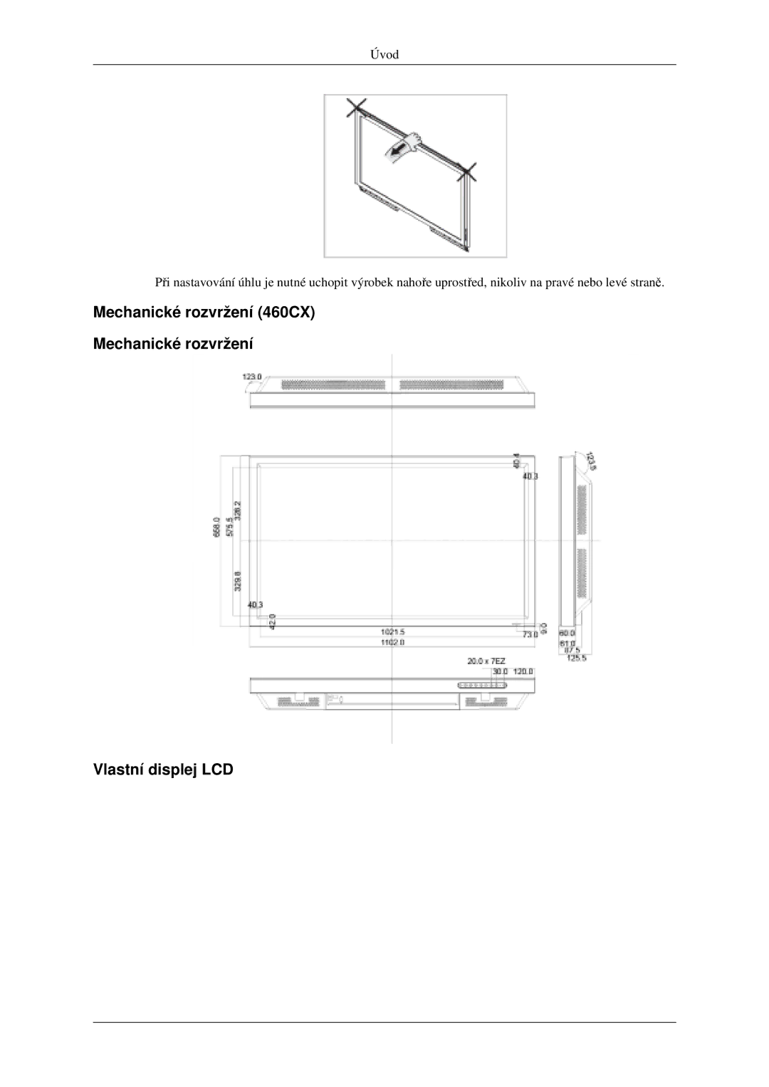 Samsung LH40MGPLGD/EN, LH46MGPLGD/EN manual Mechanické rozvržení 460CX Vlastní displej LCD 