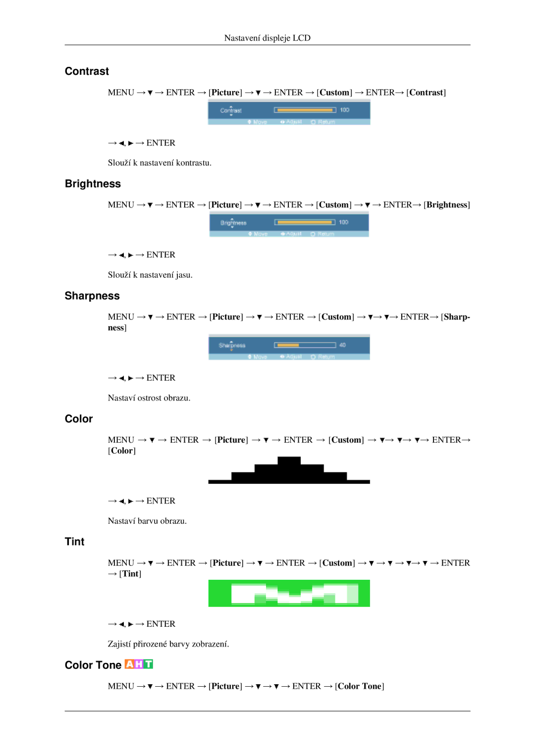 Samsung LH46MGPLGD/EN, LH40MGPLGD/EN manual Color, → Tint 