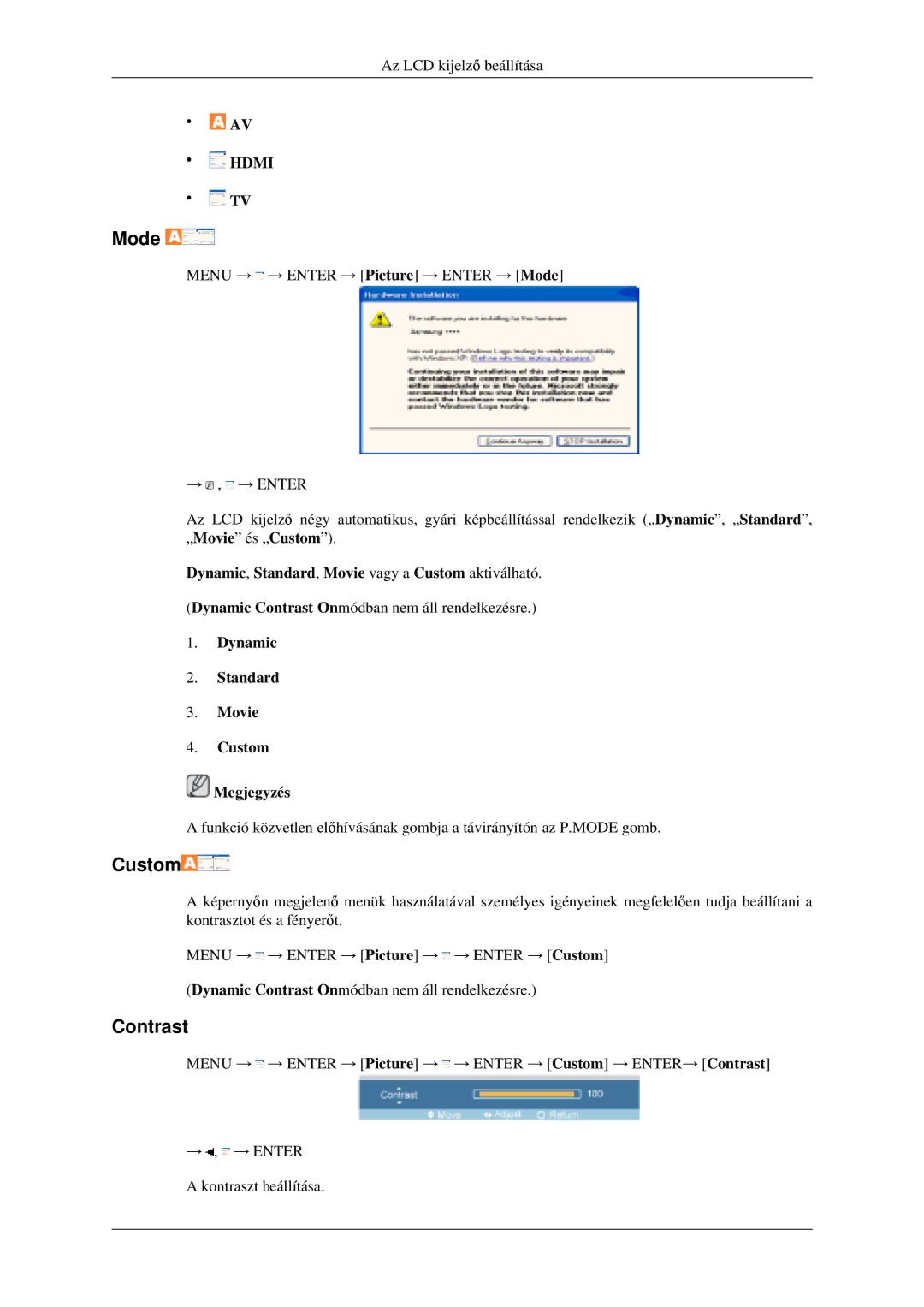 Samsung LH46MGPLGD/EN manual Mode, Custom 