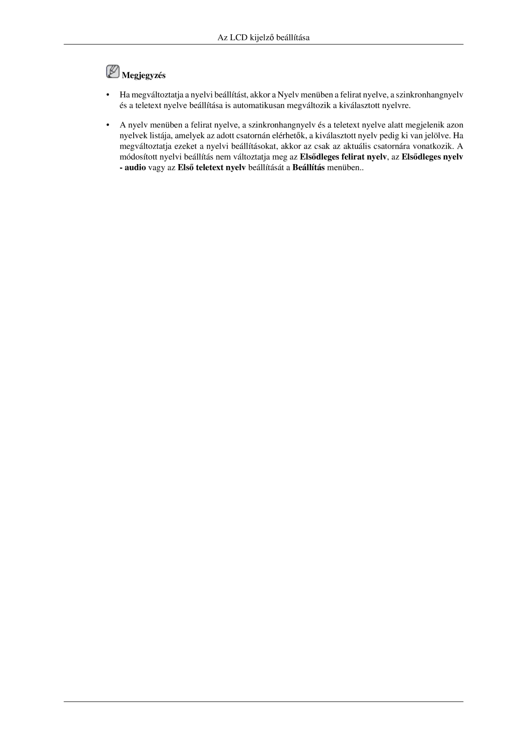 Samsung LH46MGPLGD/EN manual Megjegyzés 