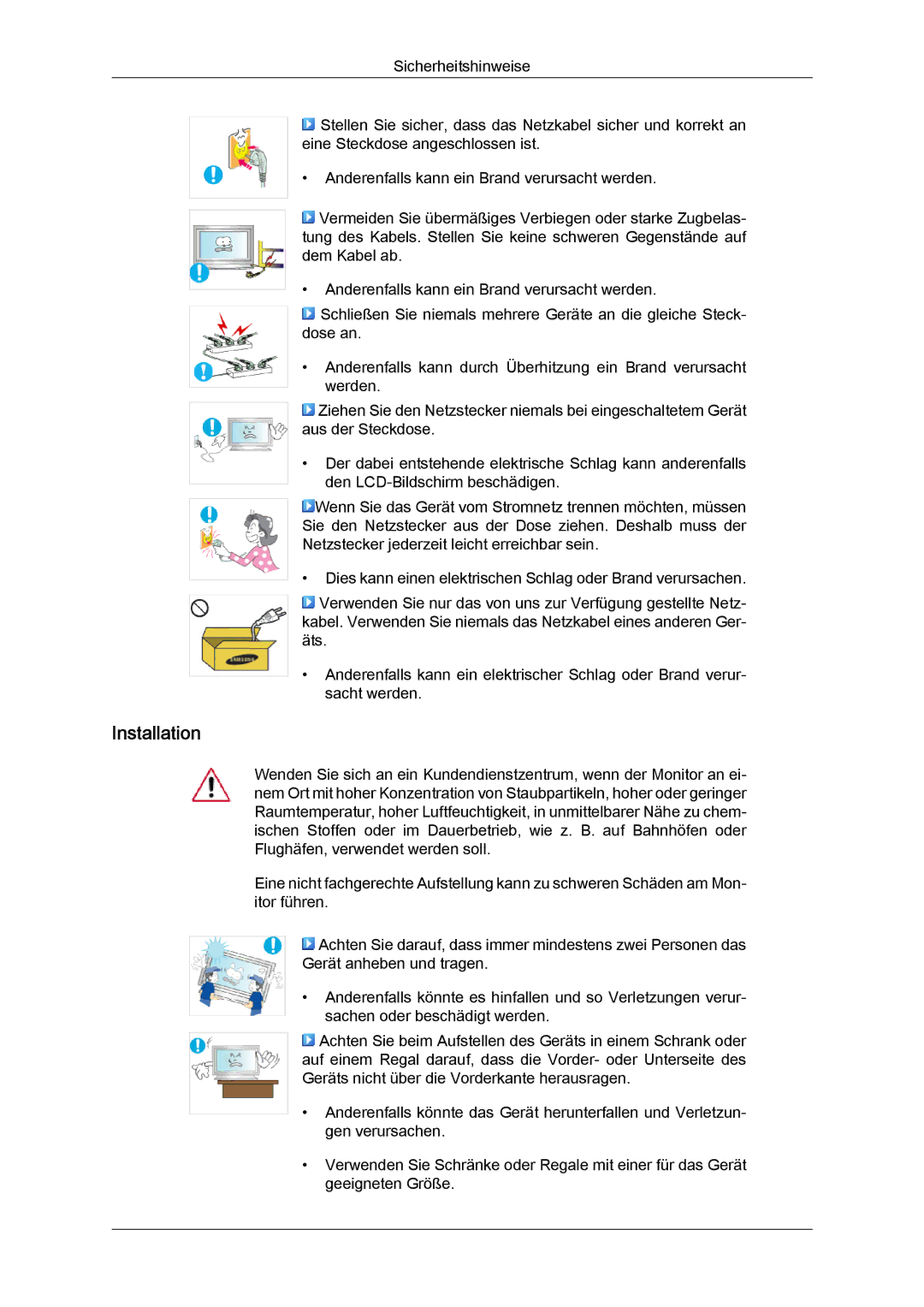 Samsung LH46MGPLBC/EN, LH46MGTLBC/EN, LH40MGTLBC/EN, LH40MGPLBC/EN manual Installation 