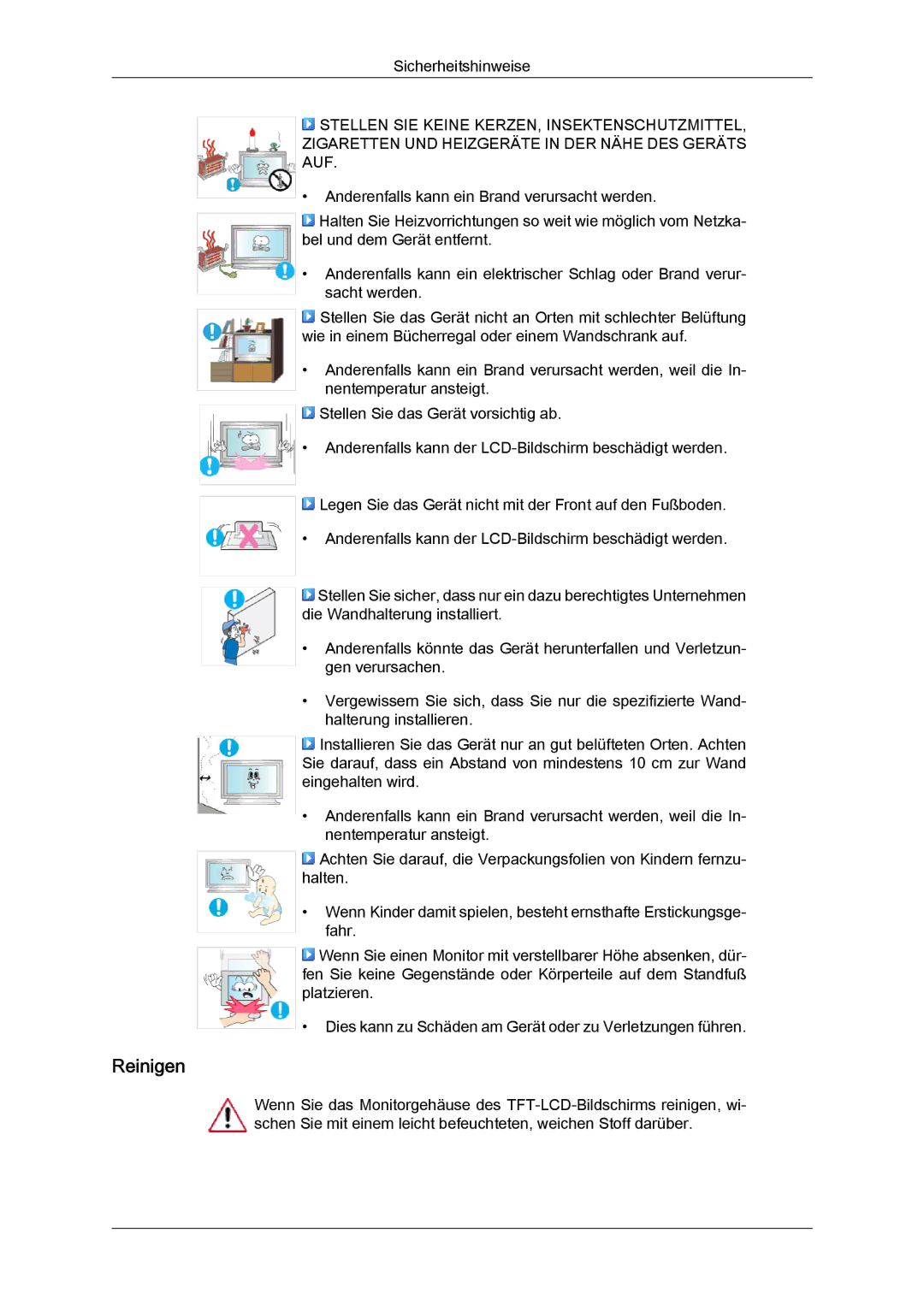 Samsung LH46MGTLBC/EN, LH40MGTLBC/EN, LH40MGPLBC/EN, LH46MGPLBC/EN manual Reinigen 