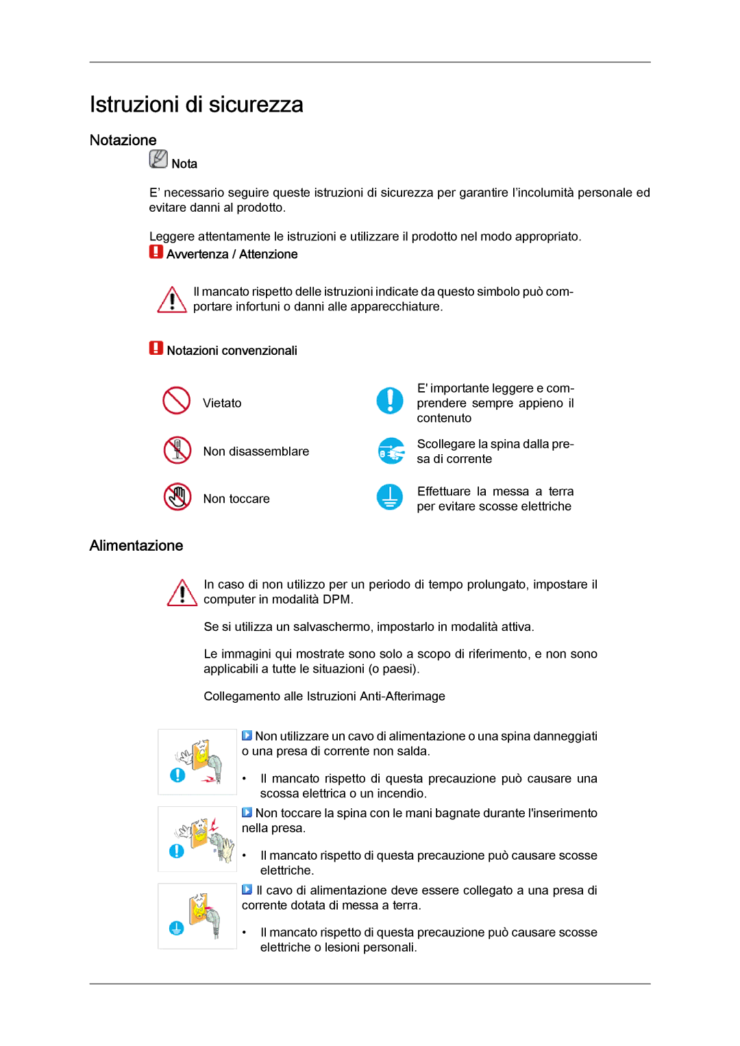 Samsung LH40MGPLBC/EN, LH46MGTLBC/EN manual Notazione, Alimentazione, Avvertenza / Attenzione, Notazioni convenzionali 