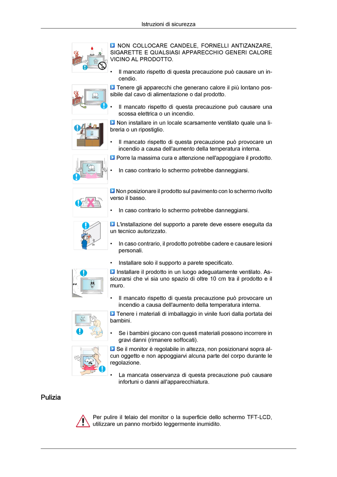 Samsung LH46MGTLBC/EN, LH40MGTLBC/EN, LH40MGPLBC/EN, LH46MGPLBC/EN manual Pulizia 