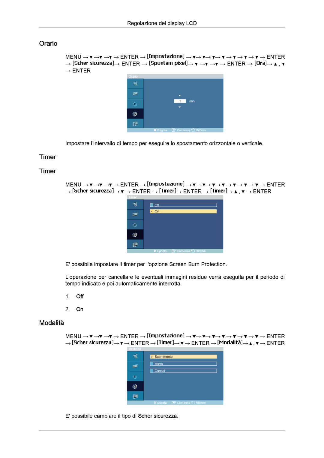 Samsung LH40MGTLBC/EN, LH46MGTLBC/EN, LH40MGPLBC/EN, LH46MGPLBC/EN manual Orario, Timer 