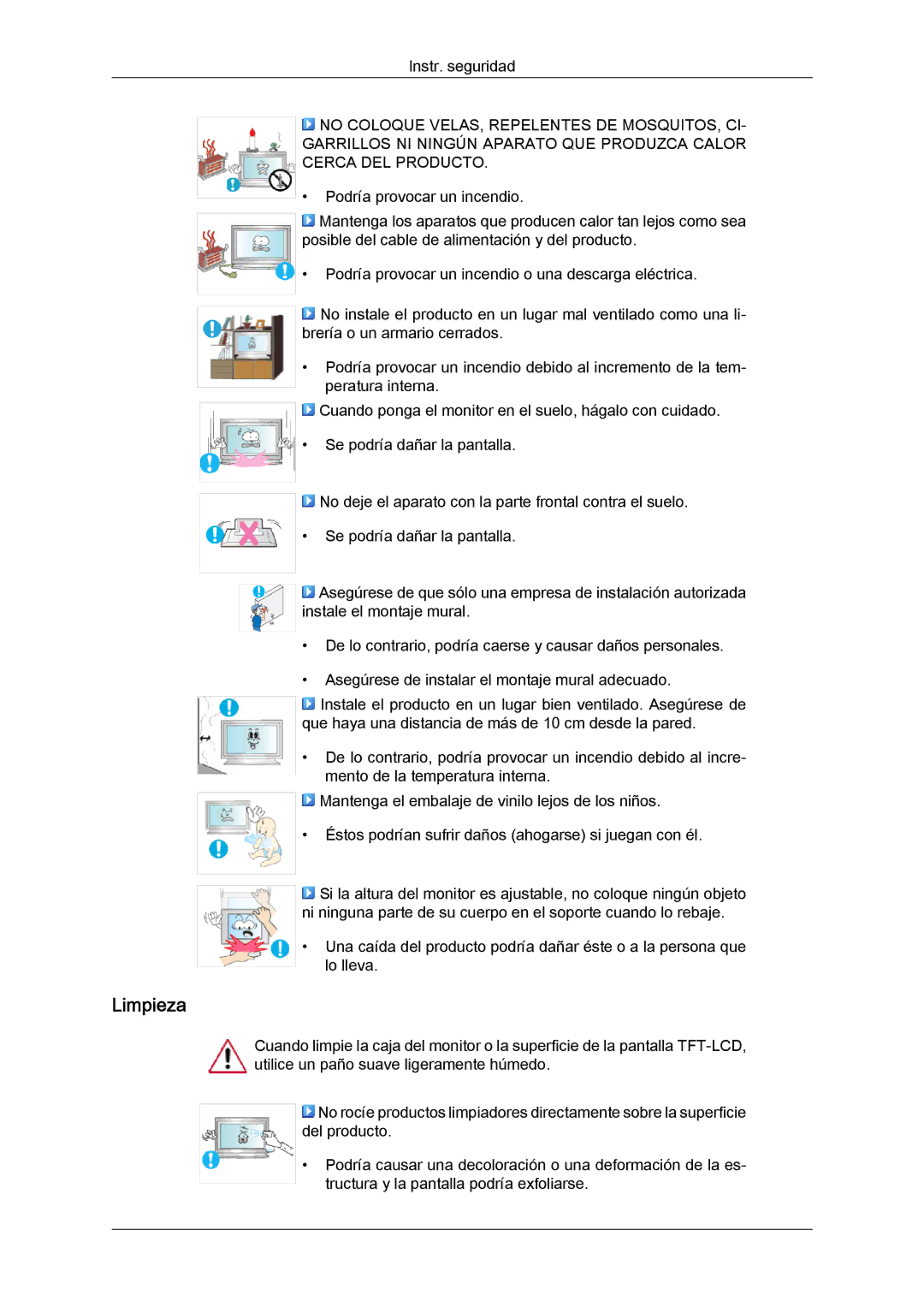 Samsung LH46MGTLBC/EN, LH40MGTLBC/EN, LH40MGPLBC/EN, LH46MGPLBC/EN manual Limpieza 