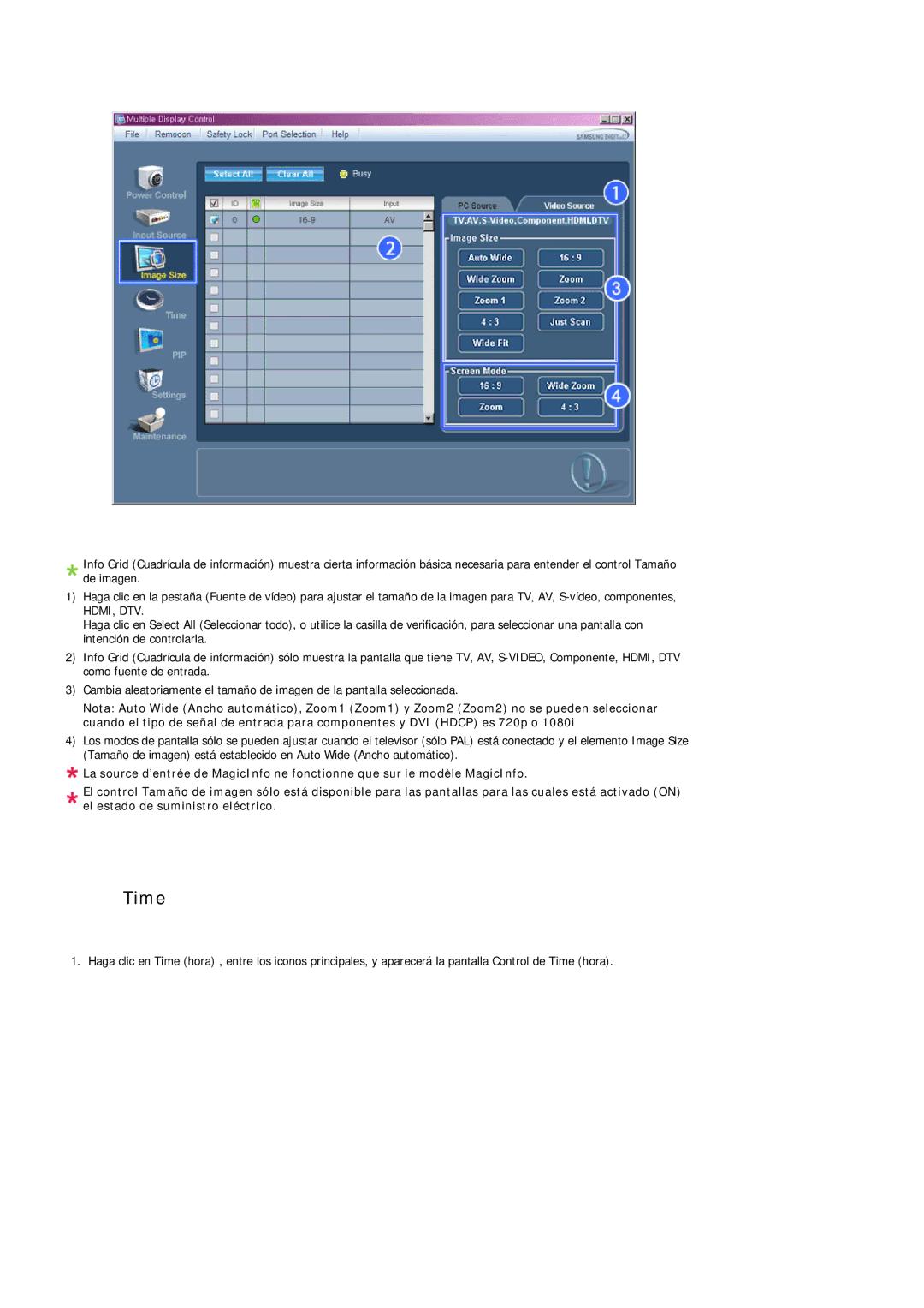 Samsung LH40MGTLBC/EN, LH46MGTLBC/EN, LH40MGPLBC/EN, LH46MGPLBC/EN manual Time 