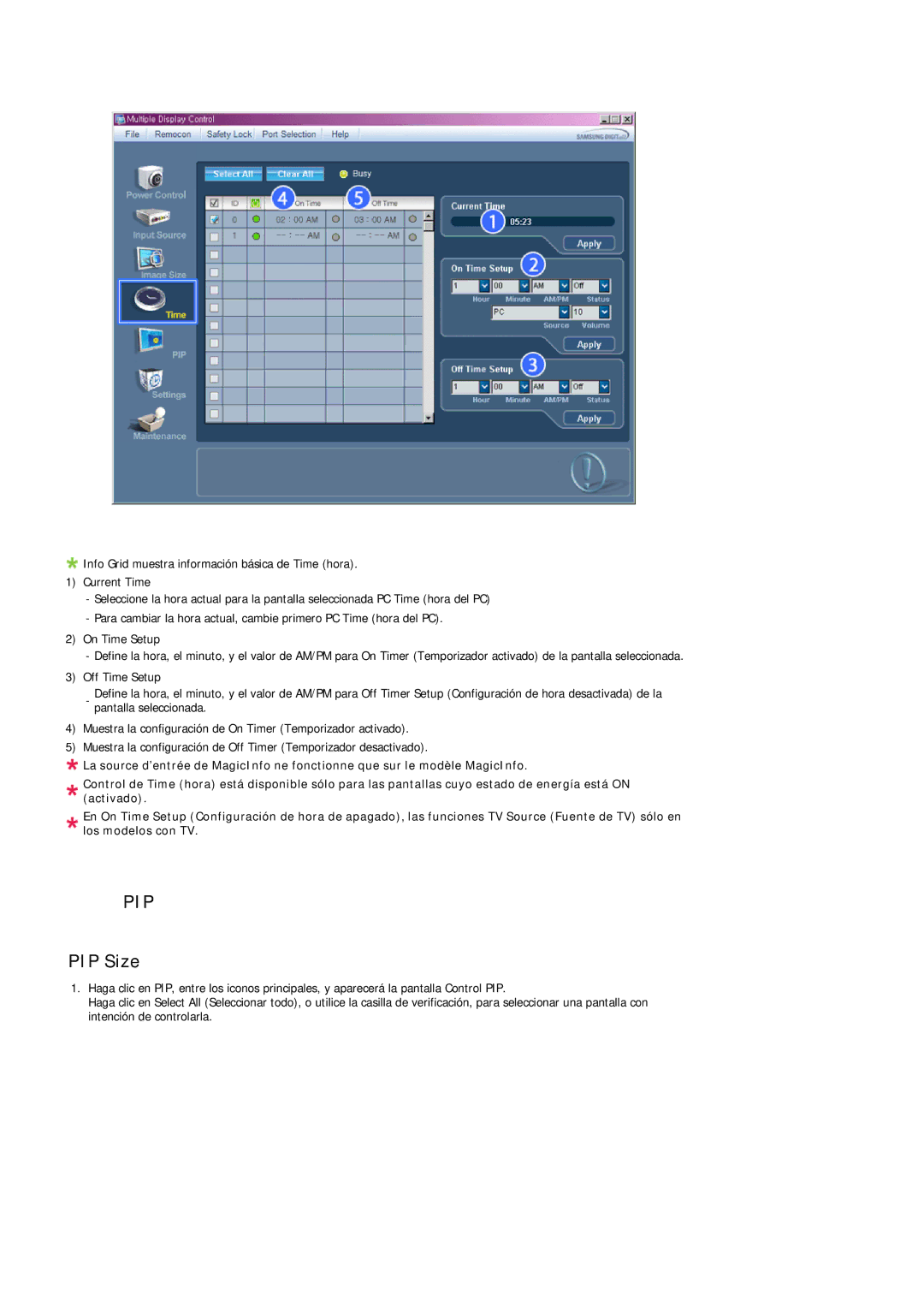 Samsung LH40MGPLBC/EN, LH46MGTLBC/EN, LH40MGTLBC/EN, LH46MGPLBC/EN manual Pip, PIP Size 