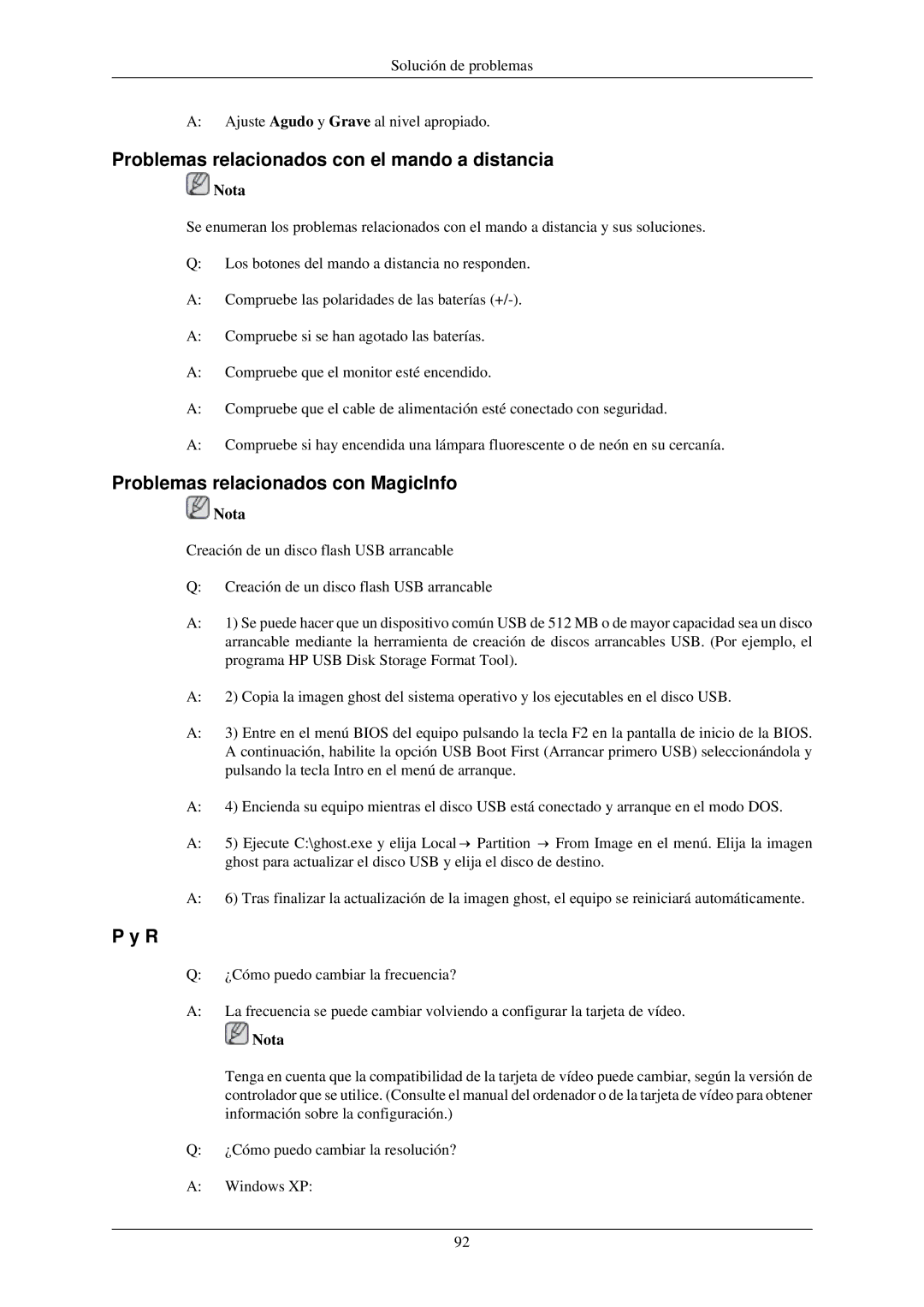 Samsung LH46MGTLBC/EN, LH40MGTLBC/EN Problemas relacionados con el mando a distancia, Problemas relacionados con MagicInfo 