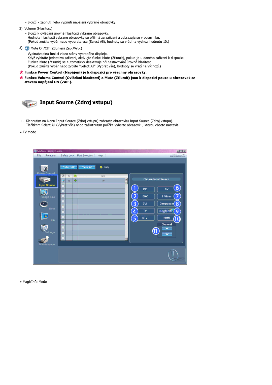 Samsung LH40MGPLBC/EN, LH46MGTLBC/EN, LH40MGTLBC/EN, LH46MGPLBC/EN manual Input Source Zdroj vstupu 