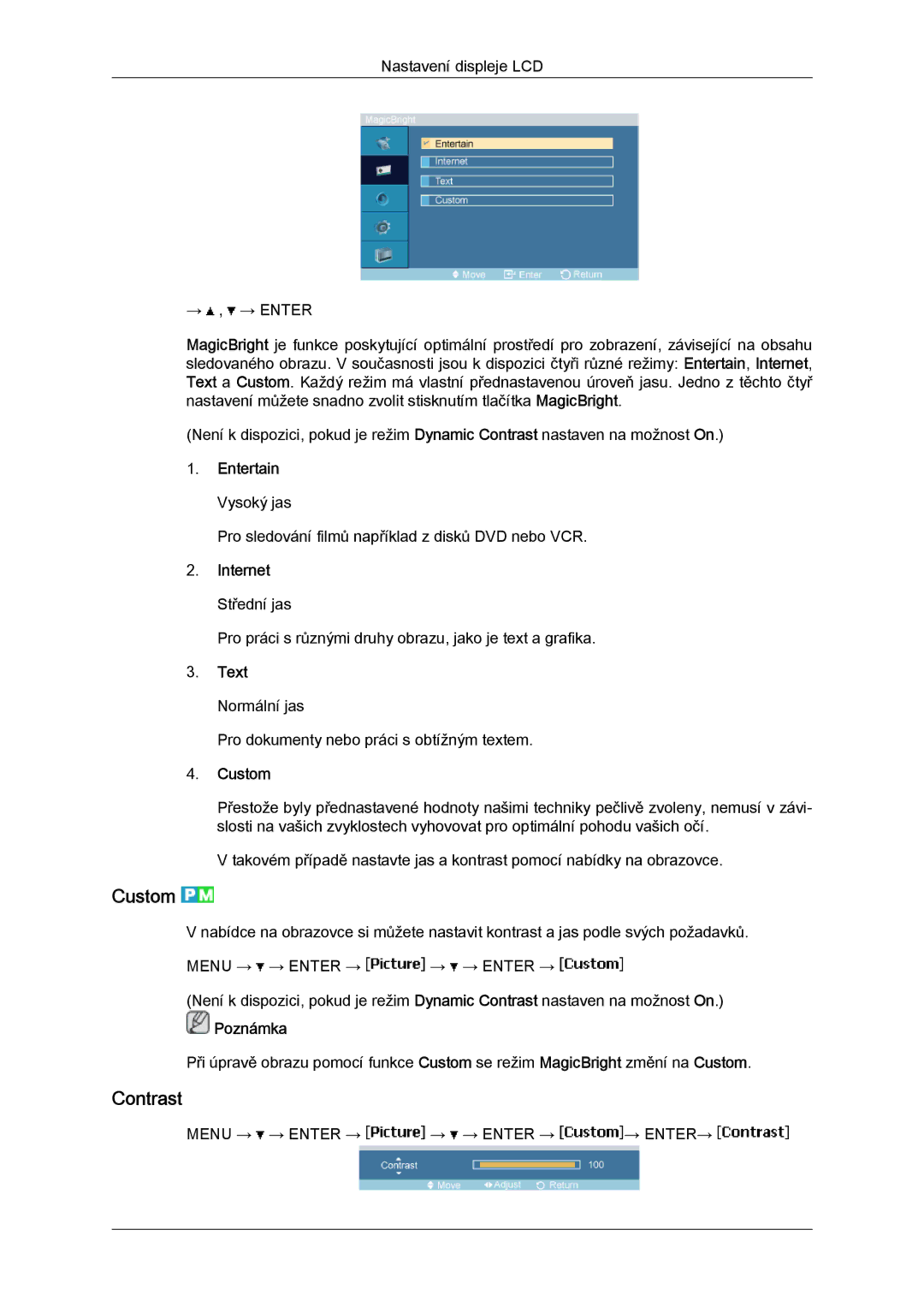 Samsung LH46MGPLBC/EN, LH46MGTLBC/EN, LH40MGTLBC/EN, LH40MGPLBC/EN manual Custom, Contrast 