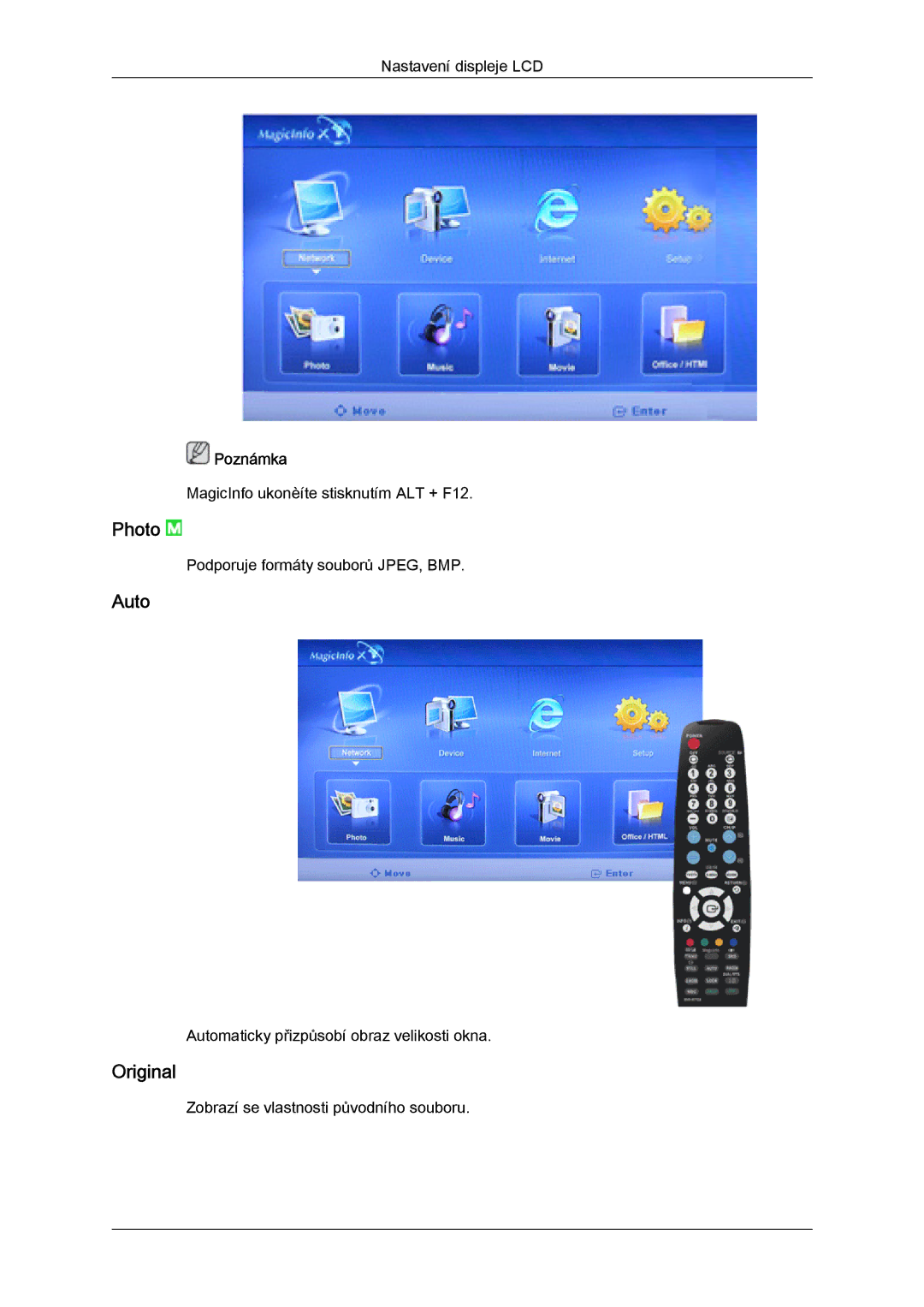 Samsung LH40MGPLBC/EN, LH46MGTLBC/EN, LH40MGTLBC/EN, LH46MGPLBC/EN manual Photo, Auto, Original 