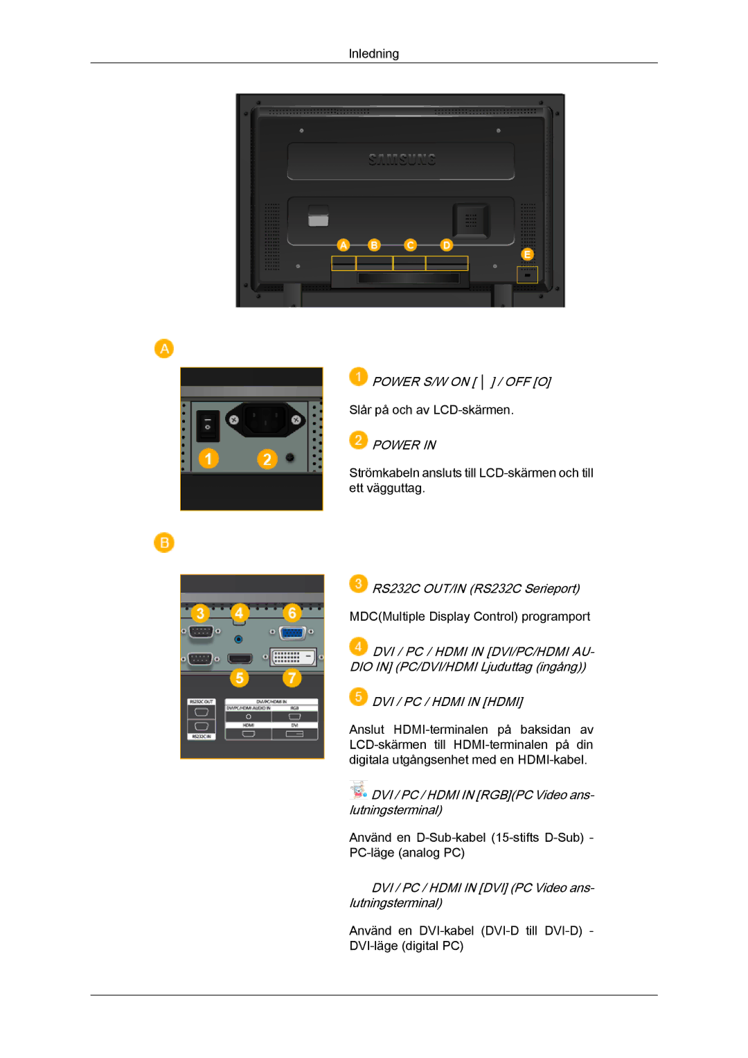 Samsung LH40MGTLBC/EN, LH46MGTLBC/EN, LH40MGPLBC/EN, LH46MGPLBC/EN manual Power 