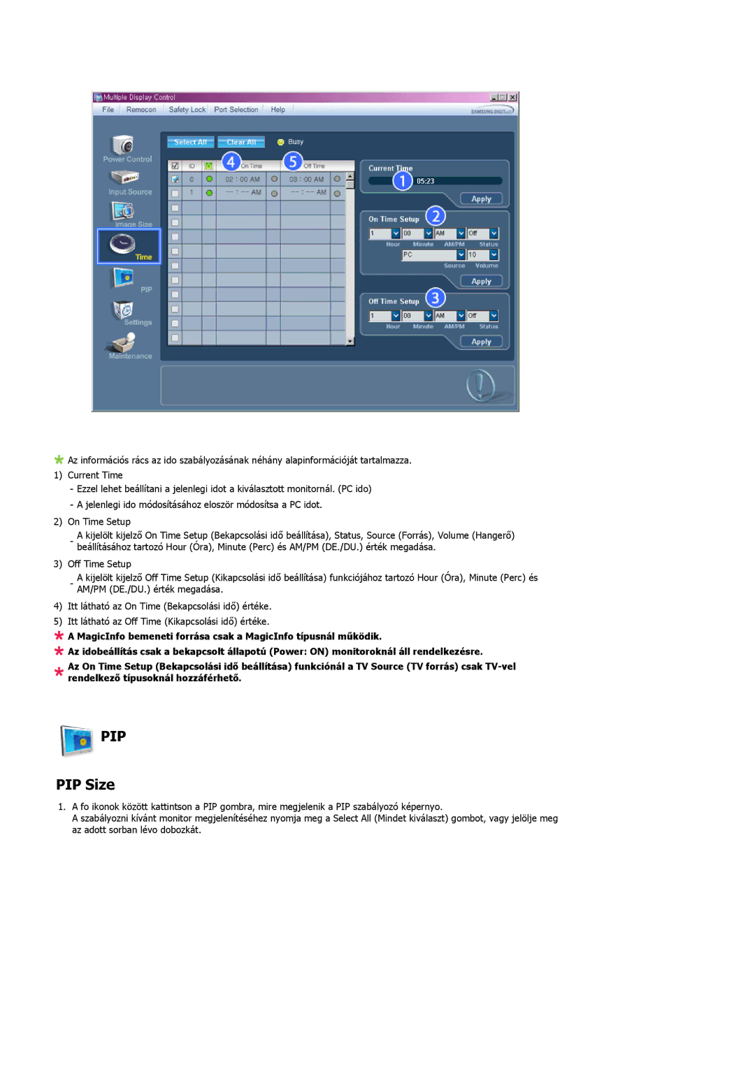 Samsung LH40MGPLBC/EN, LH46MGTLBC/EN, LH40MGTLBC/EN, LH46MGPLBC/EN manual Pip, PIP Size 