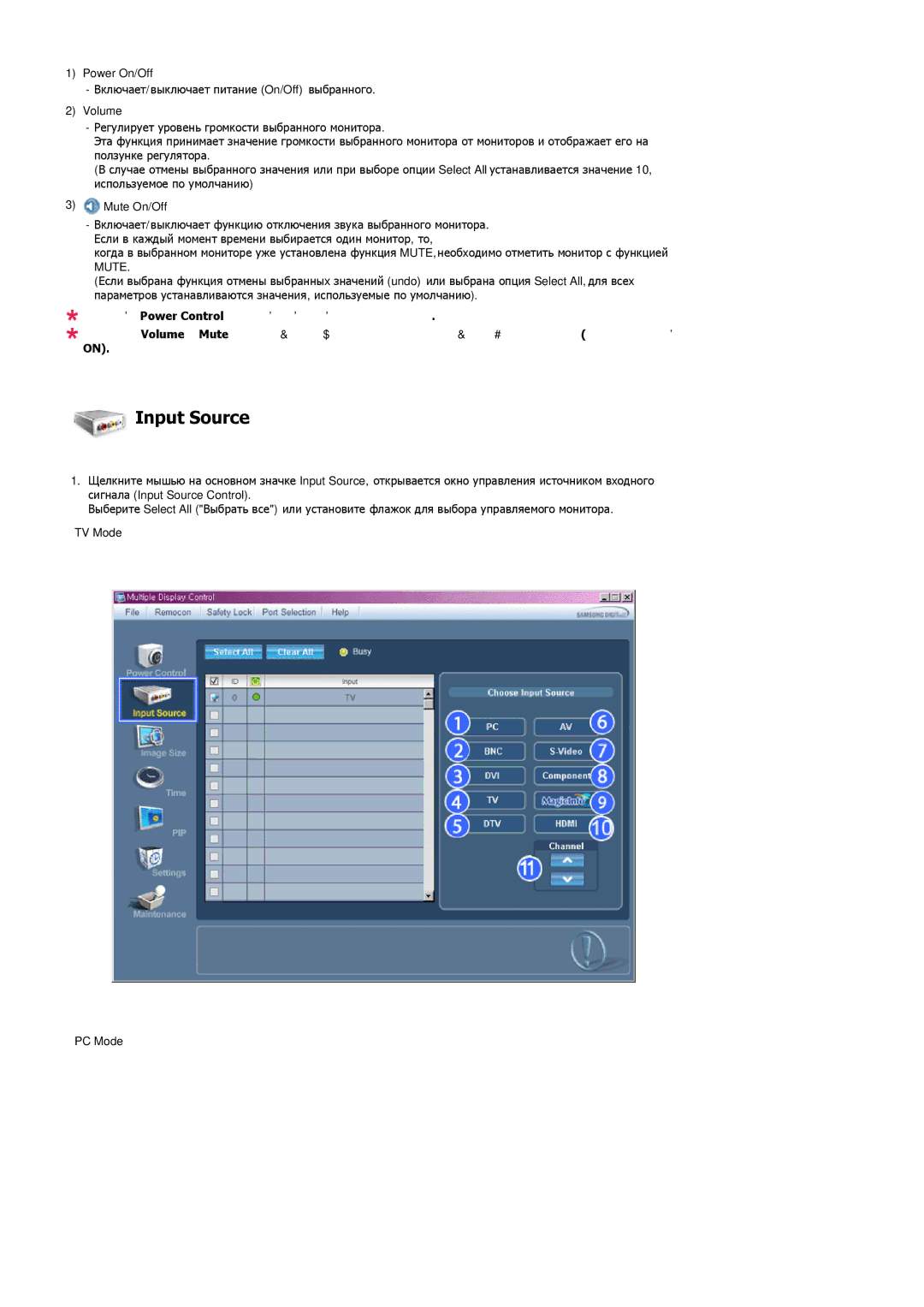 Samsung LH40MGTLBC/EN, LH46MGTLBC/EN, LH40MGPLBC/EN, LH46MGPLBC/EN manual Input Source, Mute 