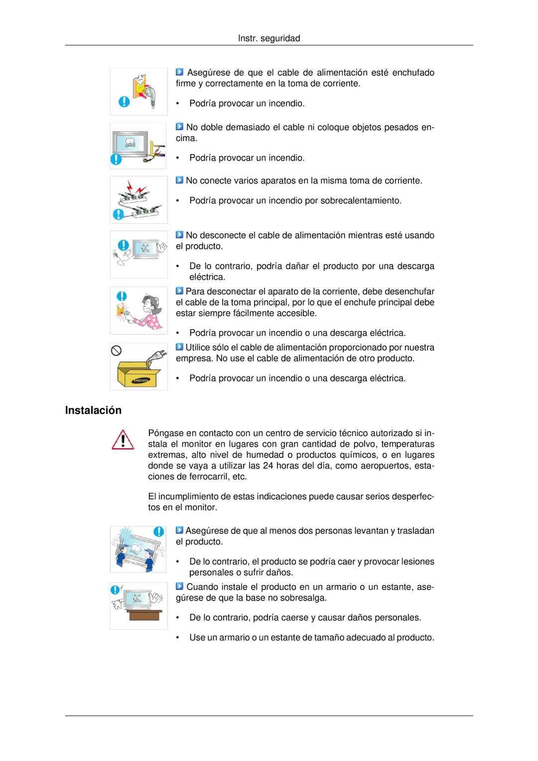 Samsung LH46MRTLBC/EN, LH46MRPLBF/EN, LH40MRTLBC/EN, LH40MRPLBF/EN, LH46MSTLBB/EN manual Instalación 