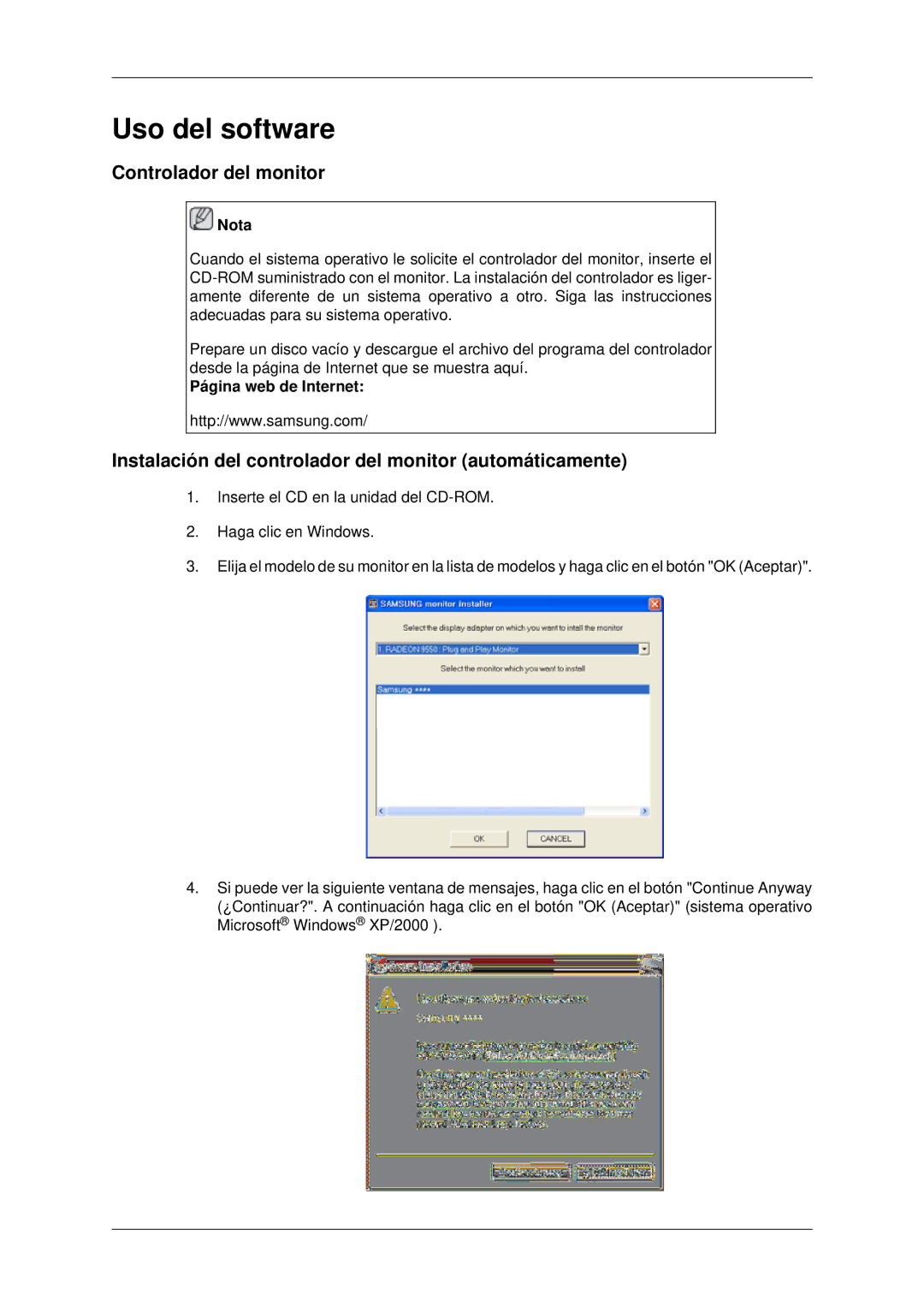 Samsung LH40MRPLBF/EN, LH46MRPLBF/EN manual Controlador del monitor, Instalación del controlador del monitor automáticamente 