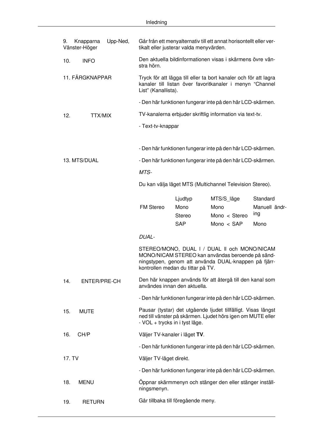 Samsung LH46MSTLBB/EN, LH46MRPLBF/EN, LH40MRTLBC/EN, LH40MRPLBF/EN, LH46MRTLBC/EN manual Mts 