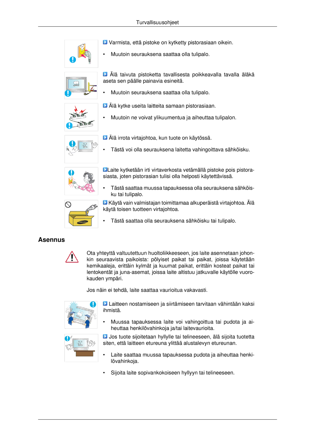 Samsung LH46MRTLBC/EN, LH46MRPLBF/EN, LH40MRTLBC/EN, LH40MRPLBF/EN, LH46MSTLBB/EN manual Asennus 