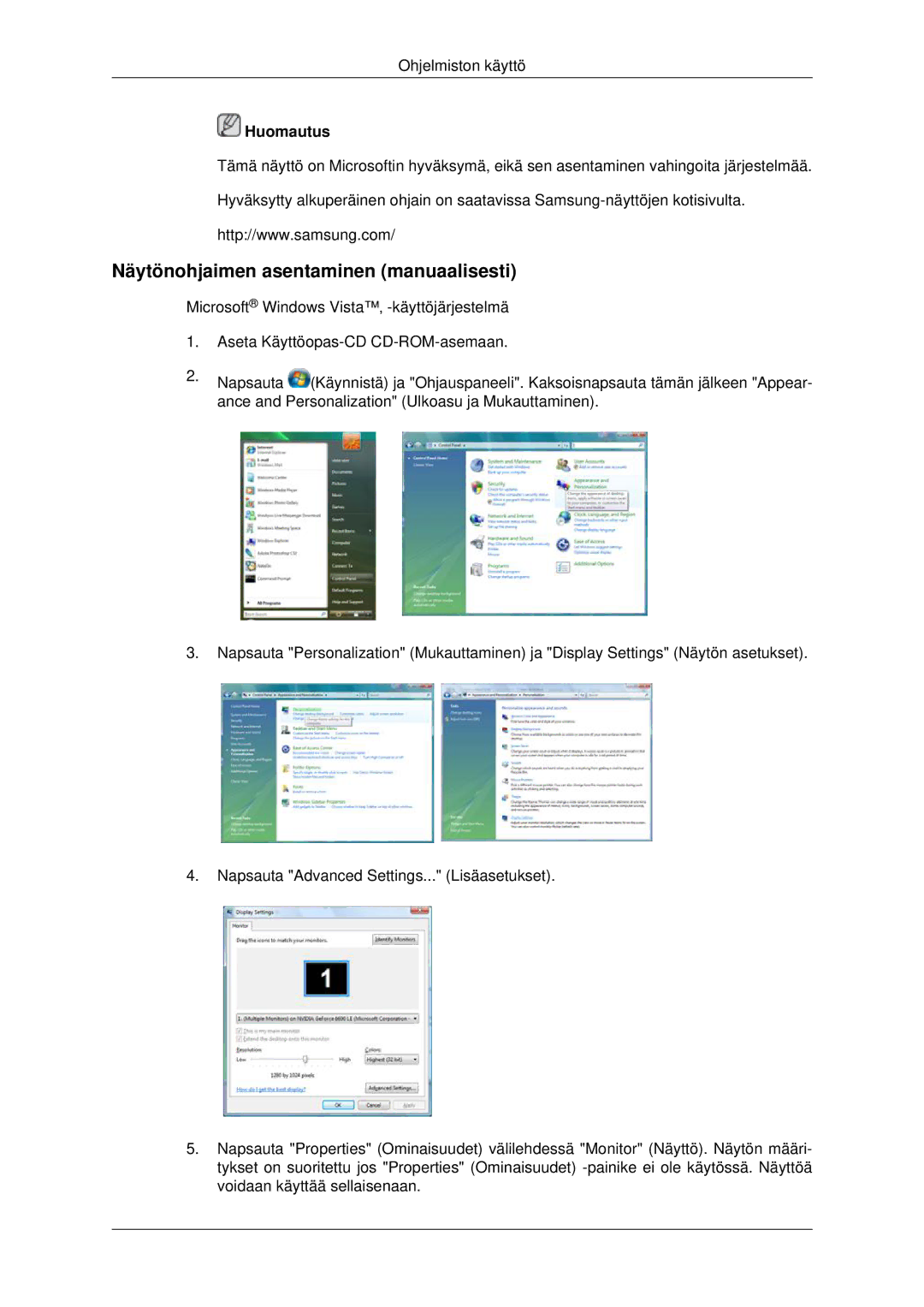 Samsung LH46MRTLBC/EN, LH46MRPLBF/EN, LH40MRTLBC/EN, LH40MRPLBF/EN, LH46MSTLBB/EN Näytönohjaimen asentaminen manuaalisesti 