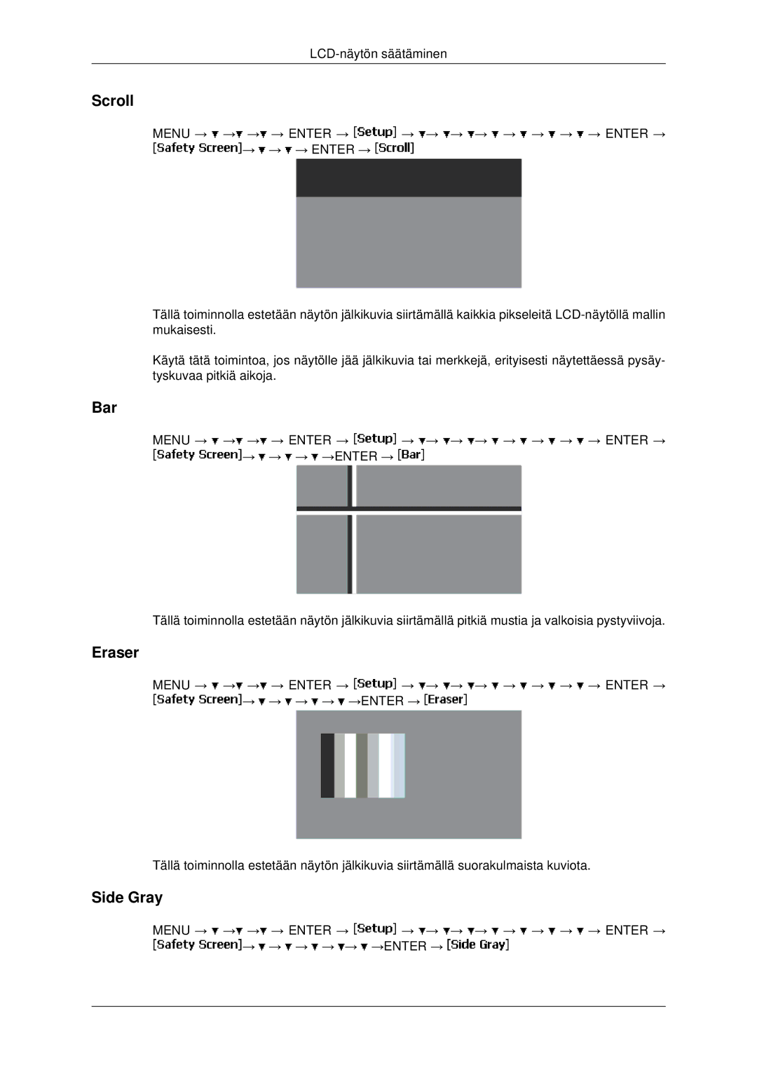 Samsung LH40MRTLBC/EN, LH46MRPLBF/EN, LH40MRPLBF/EN, LH46MRTLBC/EN, LH46MSTLBB/EN manual Scroll, Bar, Eraser, Side Gray 