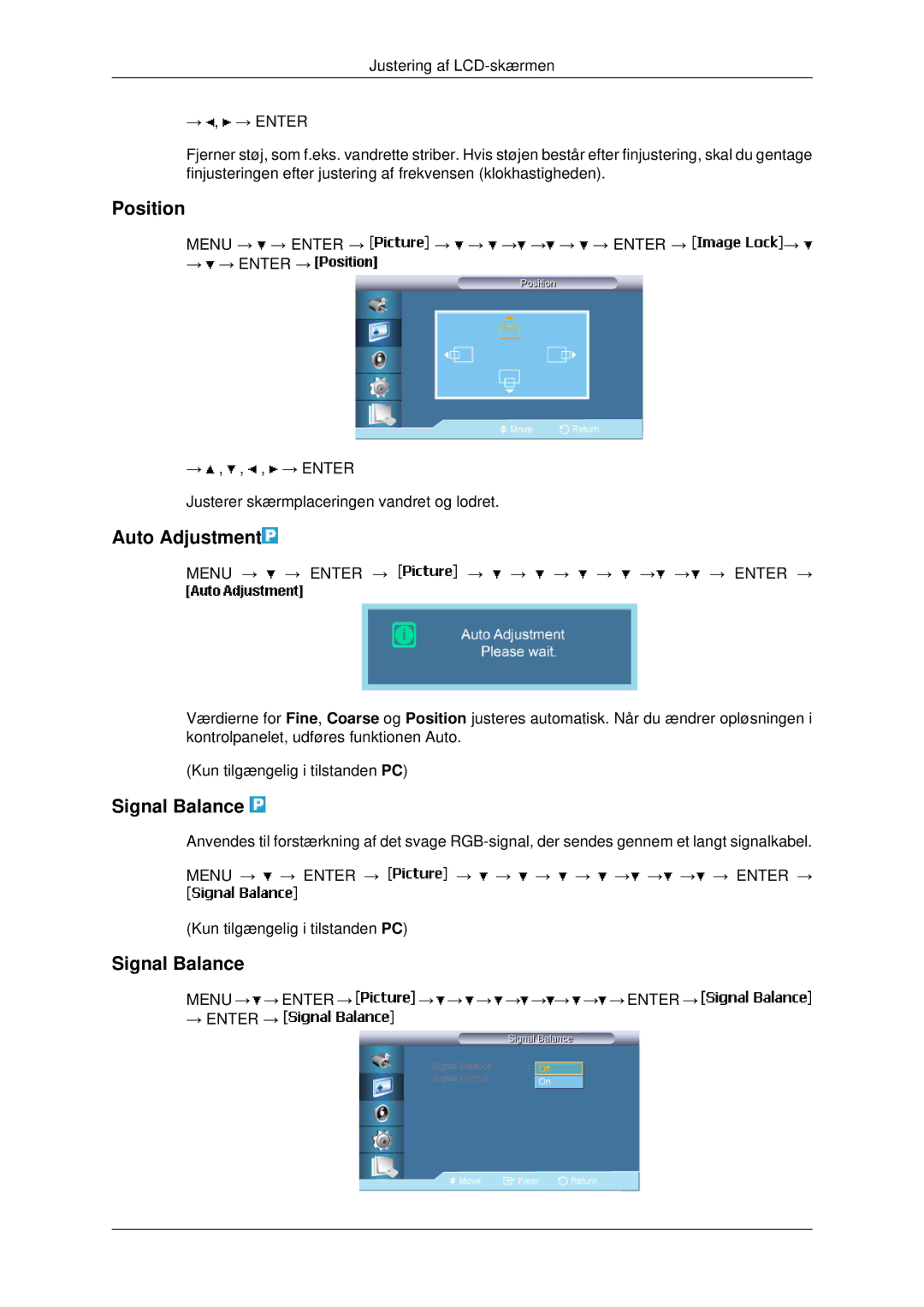 Samsung LH40MRTLBC/EN, LH46MRPLBF/EN, LH40MRPLBF/EN, LH46MRTLBC/EN, LH46MSTLBB/EN manual Auto Adjustment, Signal Balance 