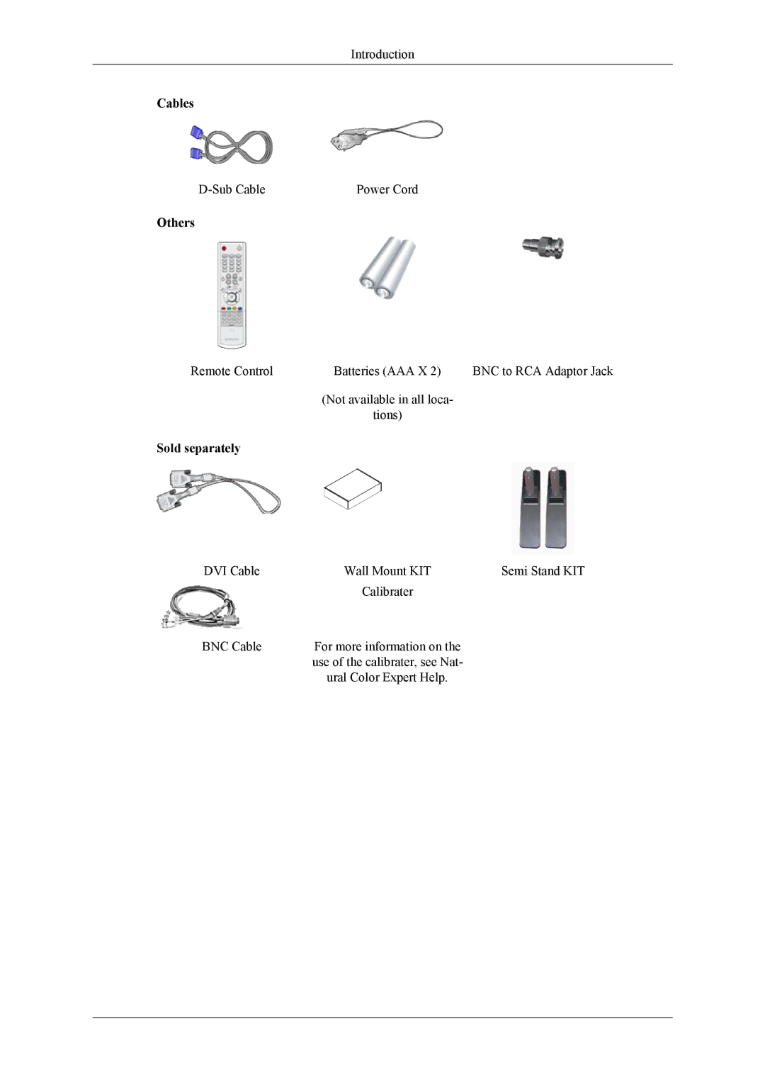 Samsung LH46MSPLBM/EN, LH40MSPLBB/EN, LH40MSPLBM/EN, LH46MSPLBB/EN, LH40MSPLBB/XY manual Cables 