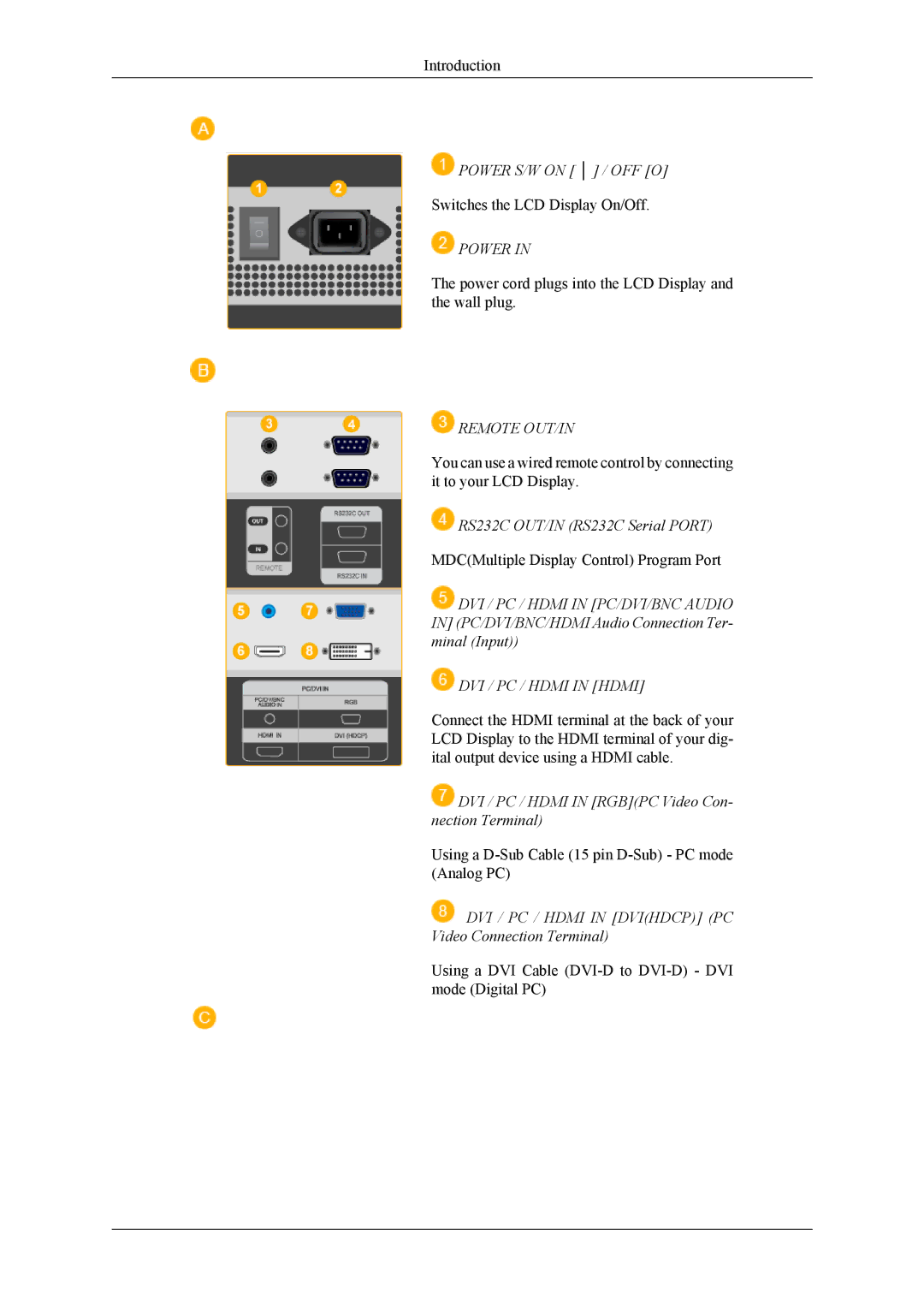 Samsung LH46MSPLBB/EN, LH46MSPLBM/EN, LH40MSPLBB/EN, LH40MSPLBM/EN, LH40MSPLBB/XY manual Power 