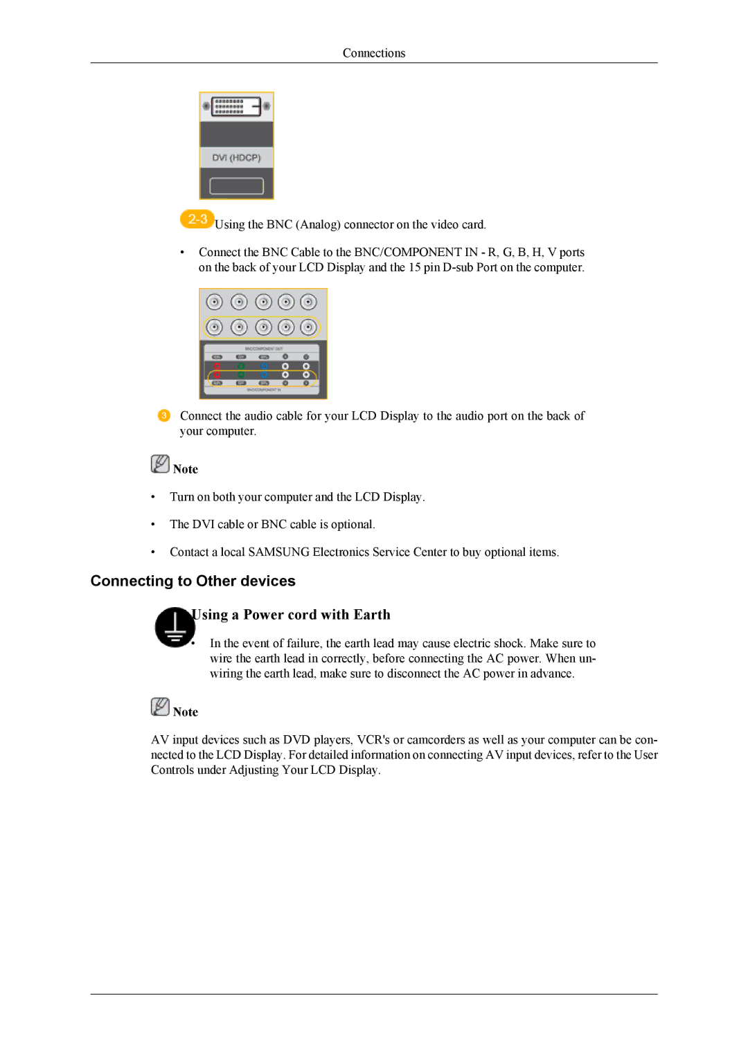 Samsung LH40MSPLBB/EN, LH46MSPLBM/EN, LH40MSPLBM/EN, LH46MSPLBB/EN, LH40MSPLBB/XY manual Connecting to Other devices 